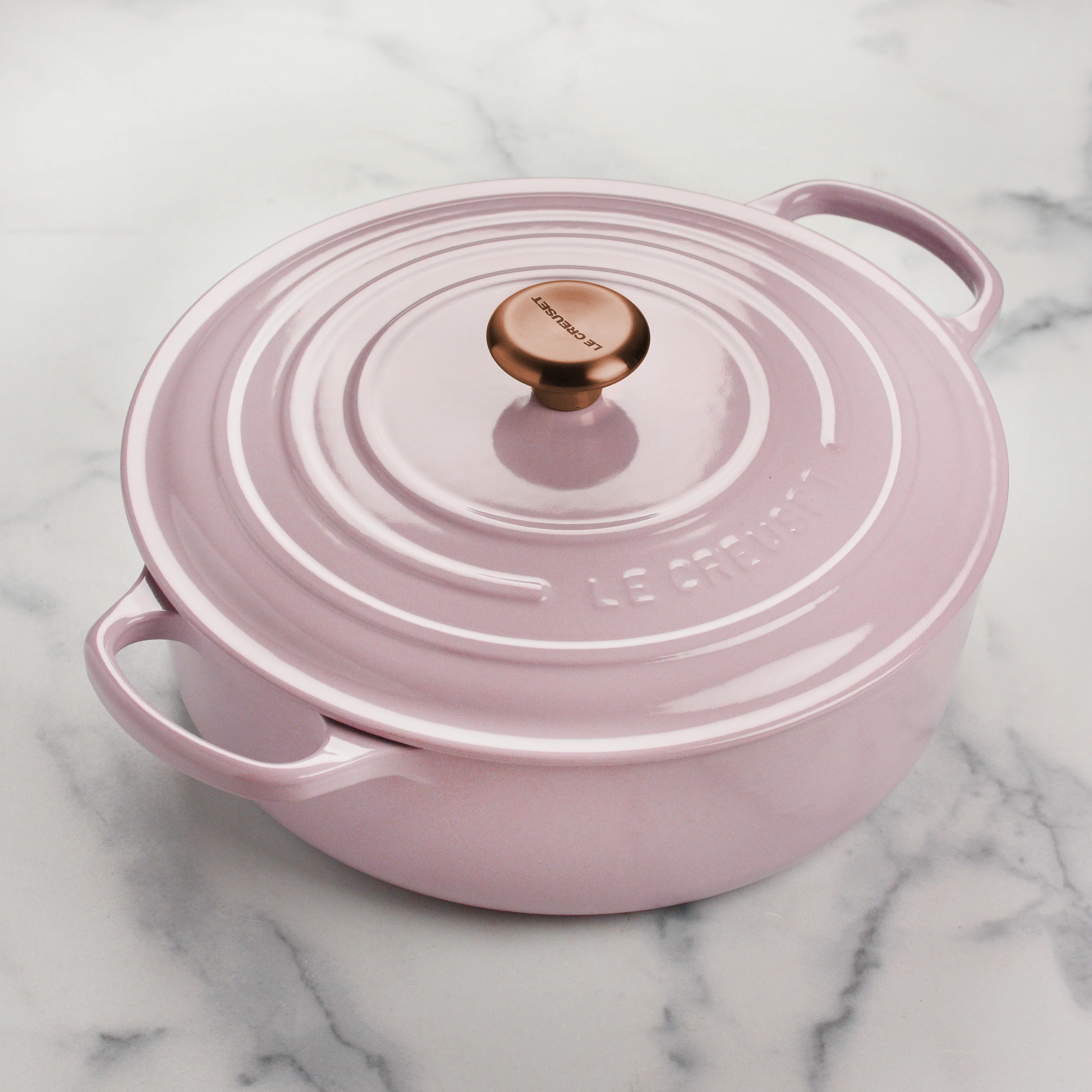 Le Creuset Signature Cast Iron 6.75-quart Shallot Round Wide Dutch Oven with Copper Knob - Image 5