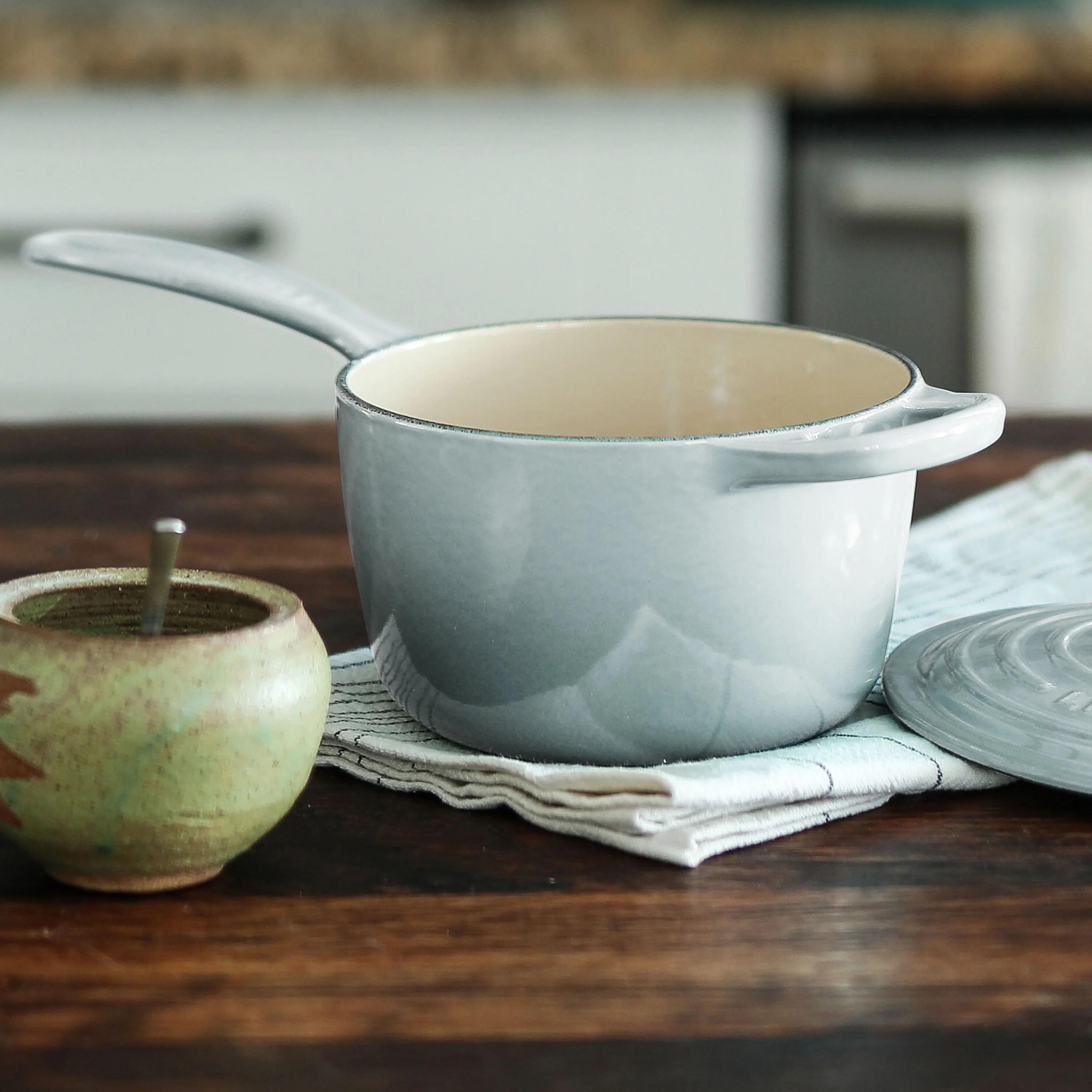 Le Creuset Signature Cast Iron 1.75-quart Sea Salt Saucepan - Image 4
