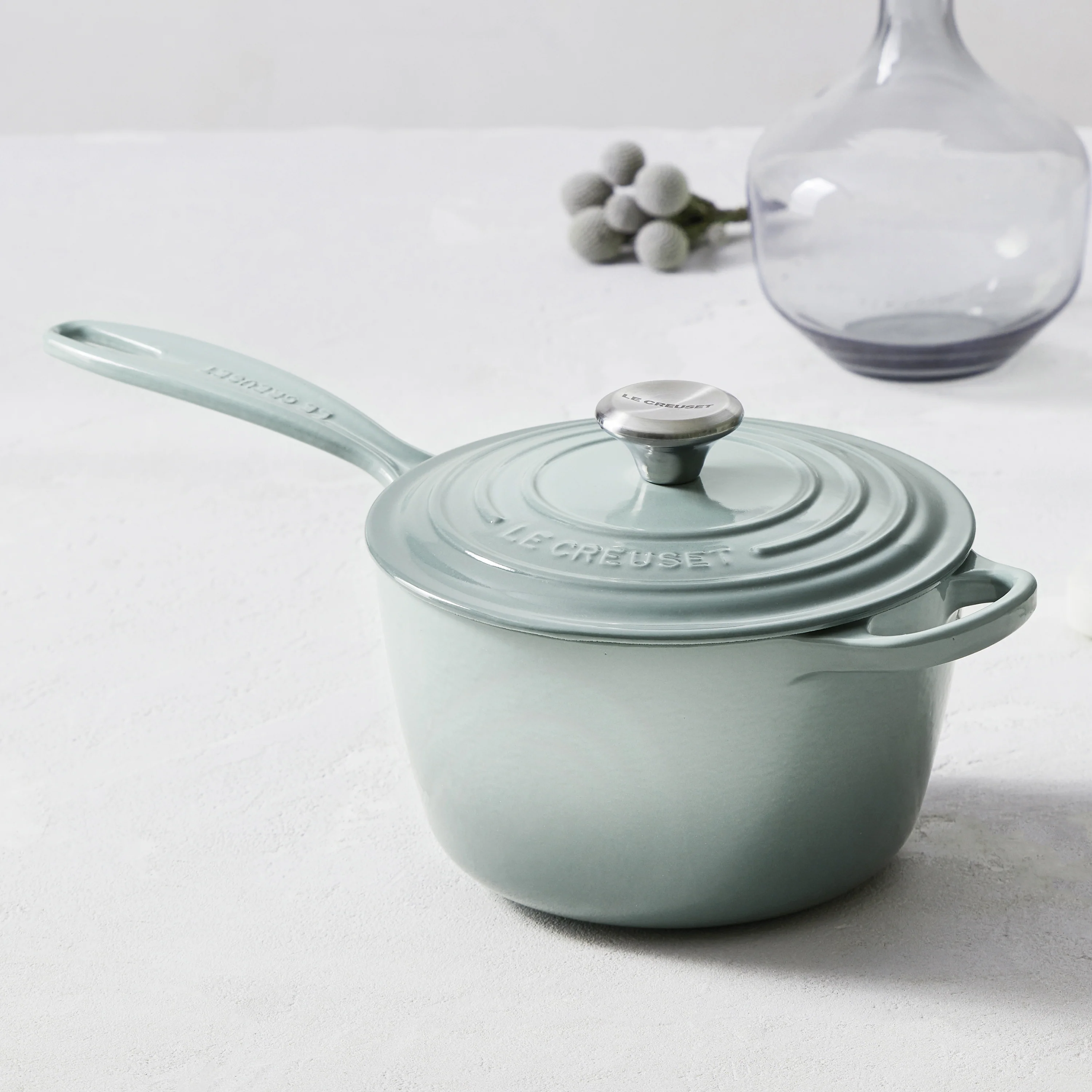 Le Creuset Signature Cast Iron 1.75-quart Sea Salt Saucepan - Image 6