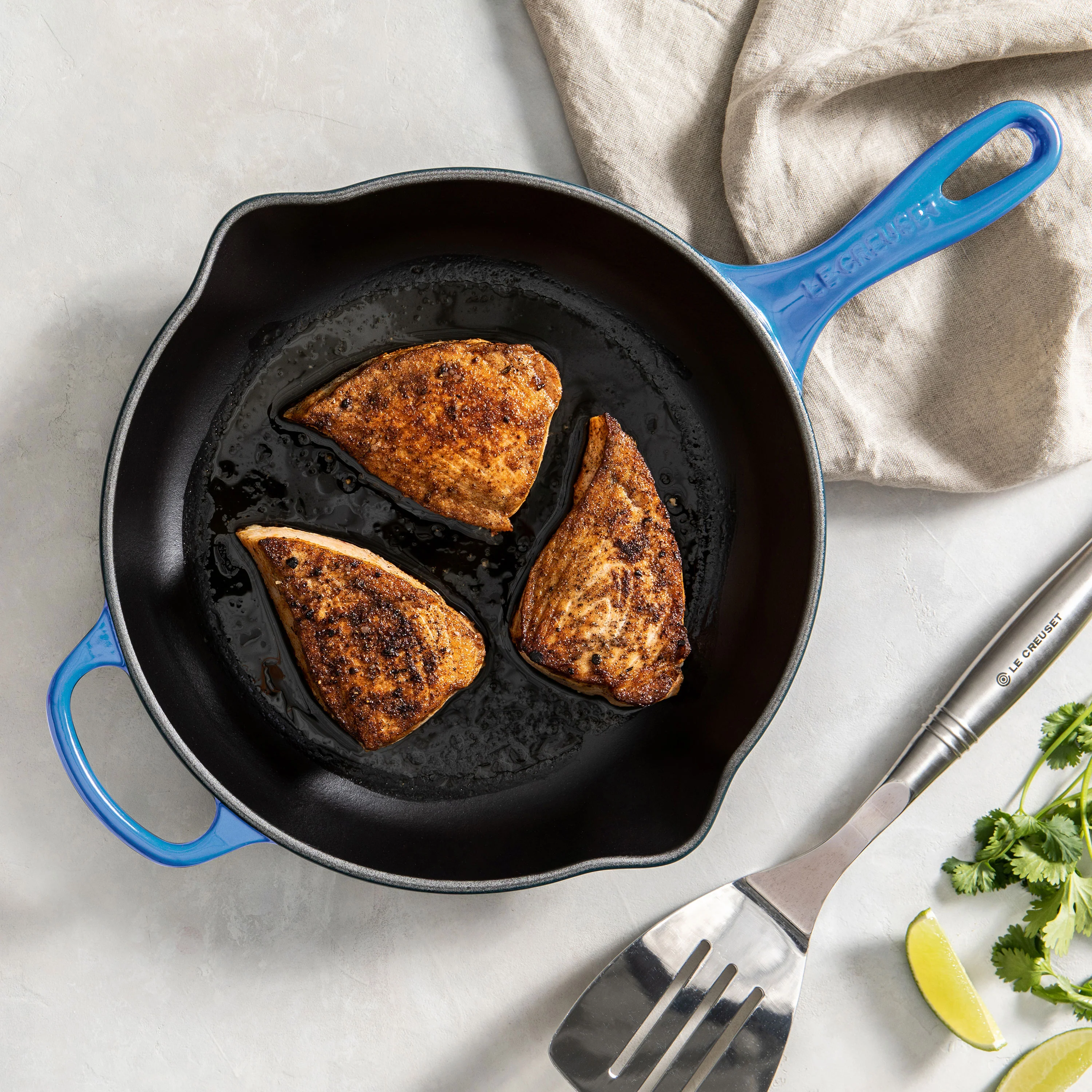 Le Creuset Signature Cast Iron 10.25" Marseille Skillet - Image 7