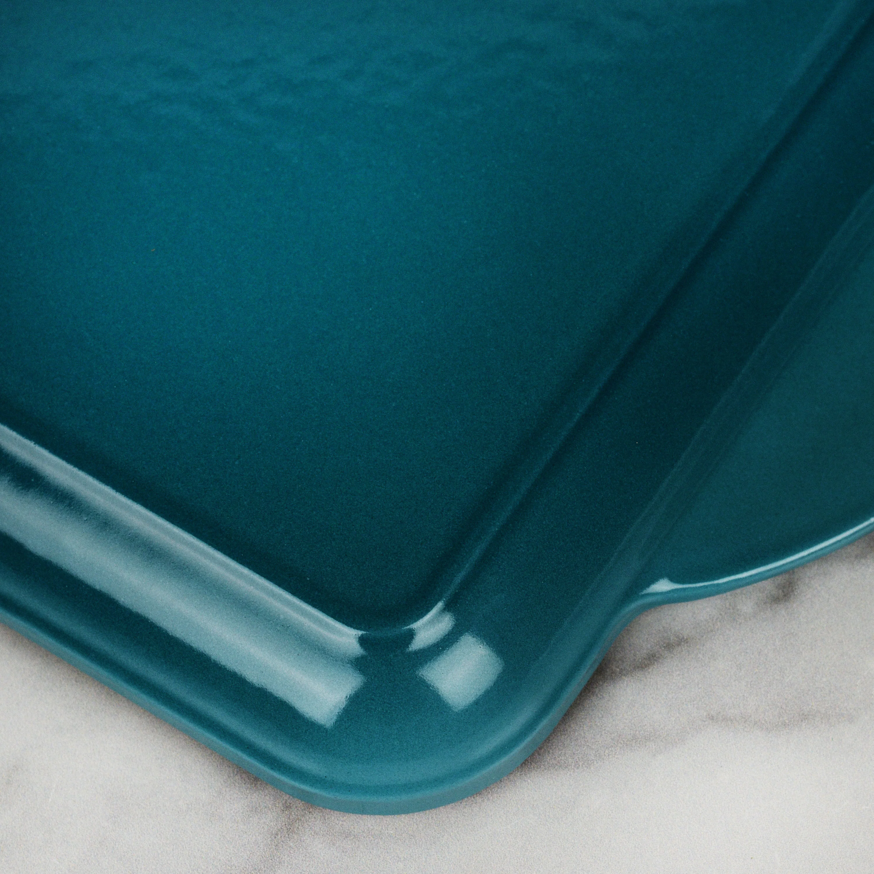 Le Creuset Cast Iron 9.5" Deep Teal Square Grill Pan - Image 3