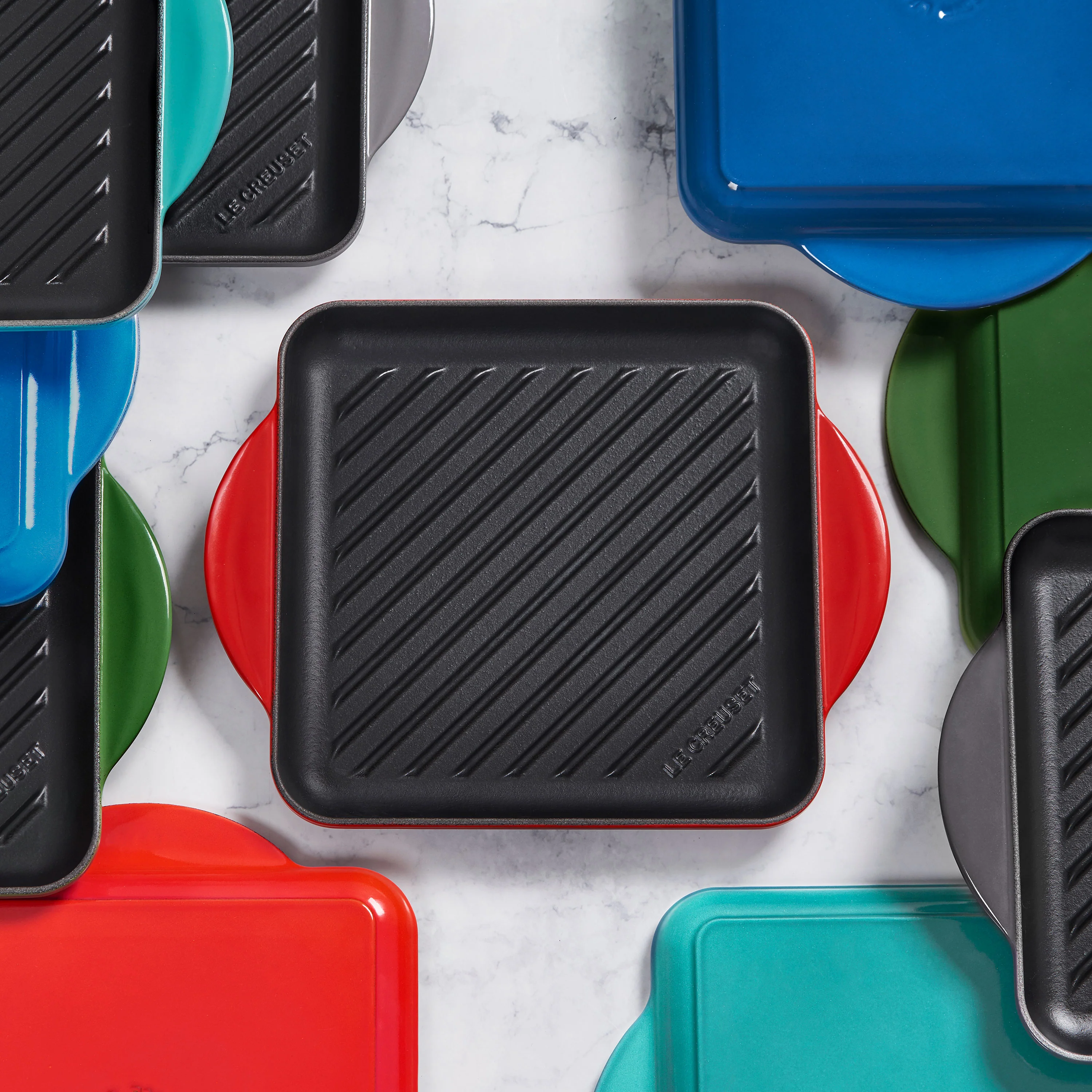 Le Creuset Cast Iron 9.5" Deep Teal Square Grill Pan - Image 7