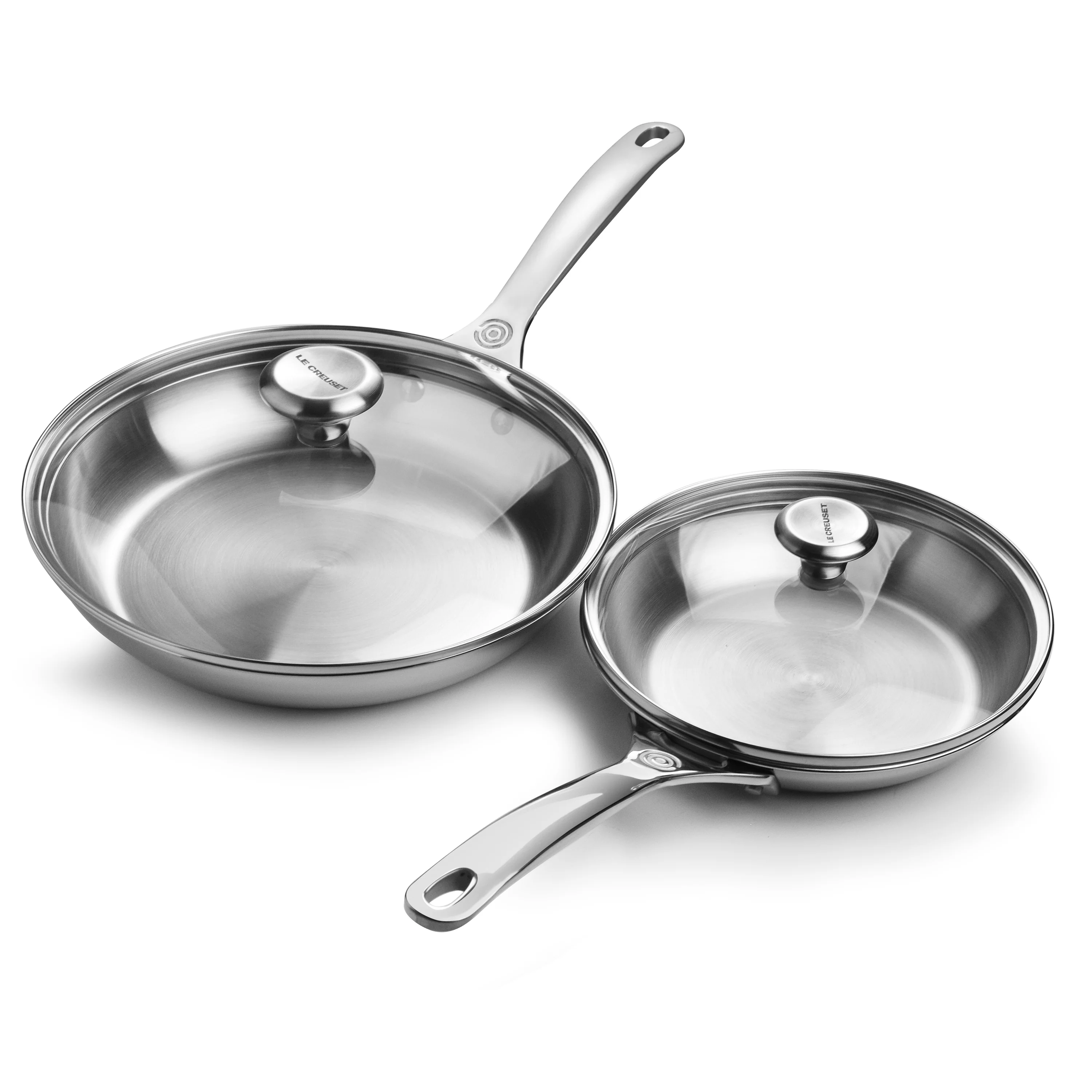 Le Creuset Stainless Steel 2 Piece Skillet Set with Lids - Image 7