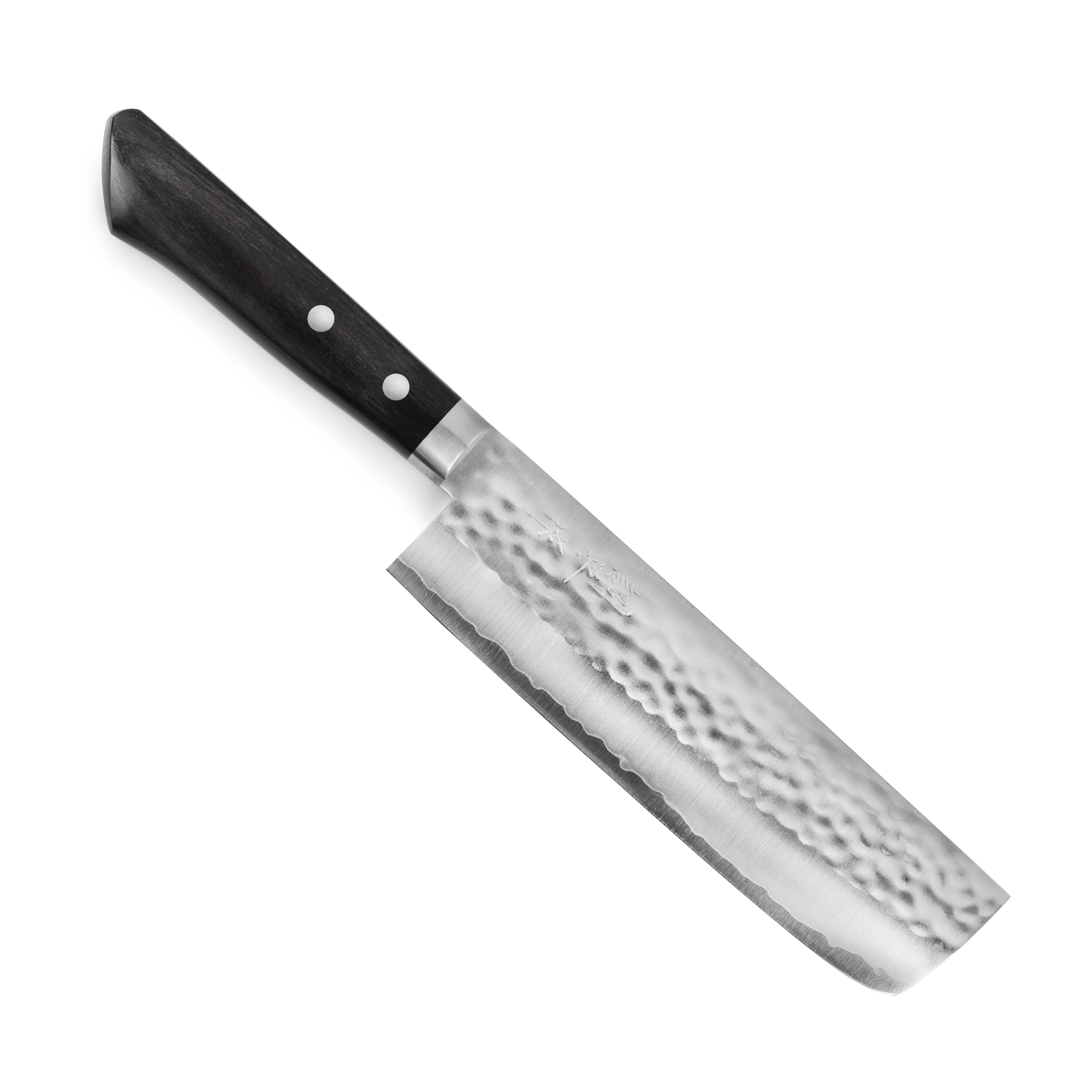 Masutani VG1 Hammered 6.7" Nakiri, Black Handle - Image 4