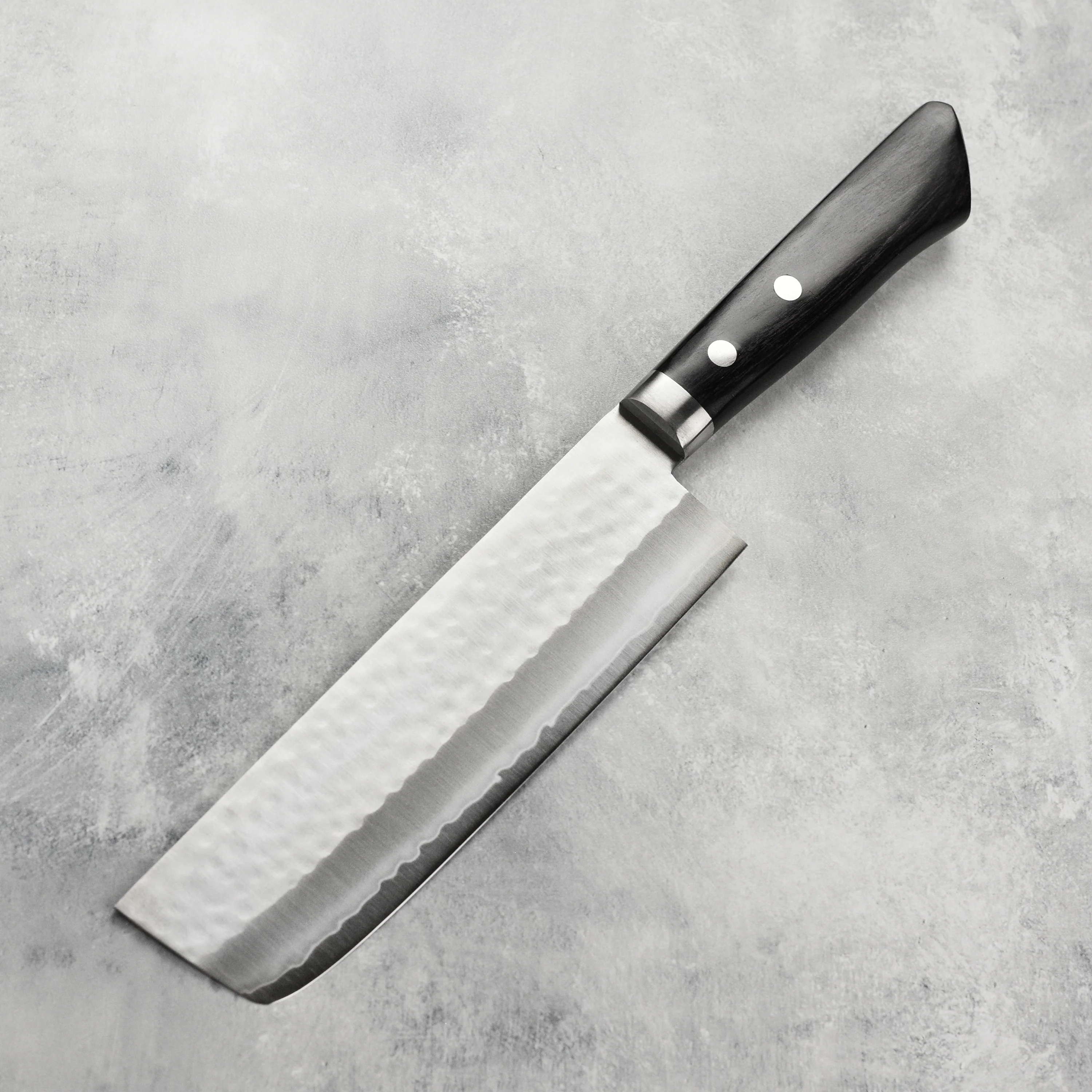 Masutani VG1 Hammered 6.7" Nakiri, Black Handle - Image 7