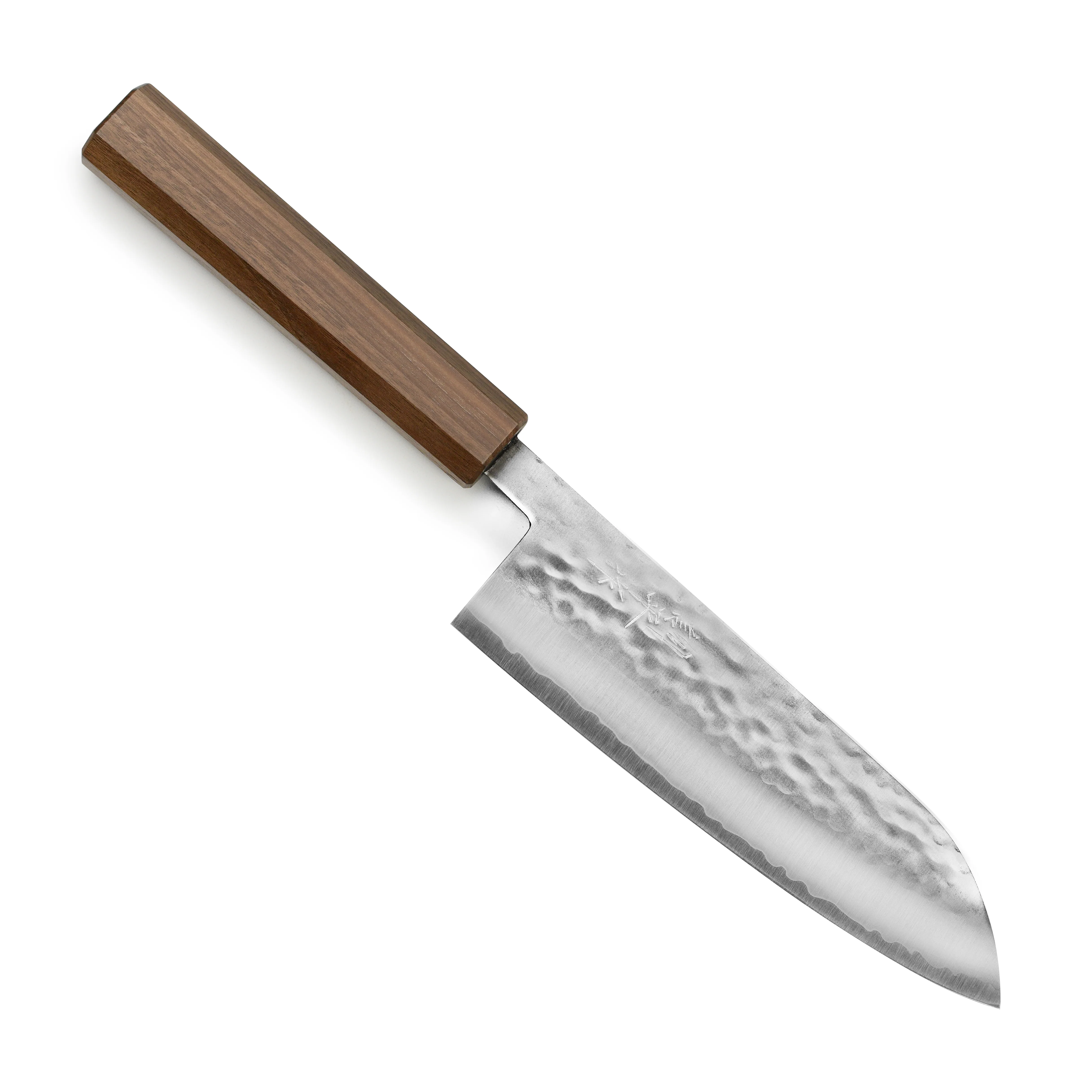 Masutani VG1 Hammered 6.7" Santoku, Octagonal Walnut Handle - Image 5