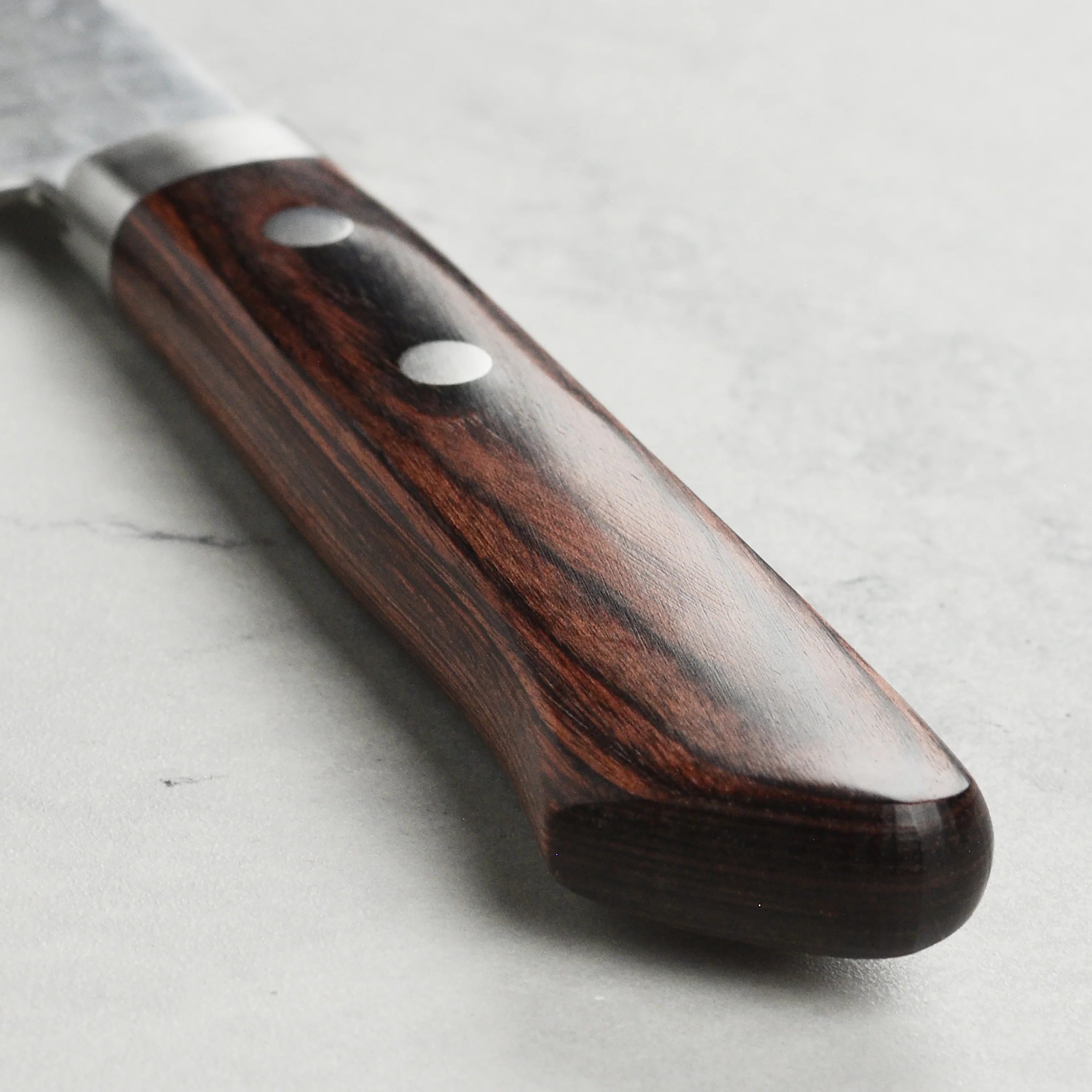 Masutani VG10 Hammered Damascus 6.7" Nakiri, Brown Handle - Image 2