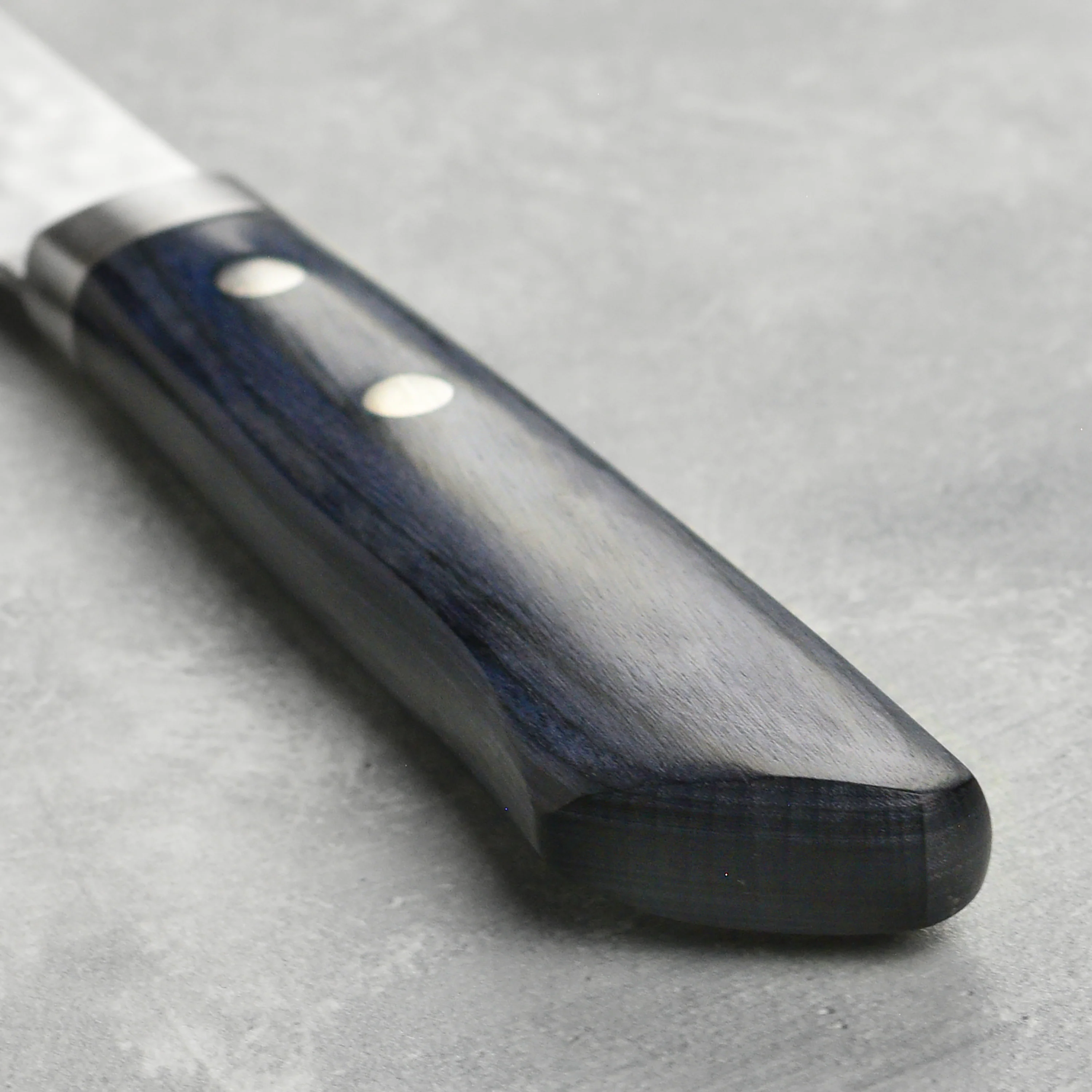 Masutani VG10 Hammered Damascus 6.7" Tall Nakiri, Blue Handle - Image 2