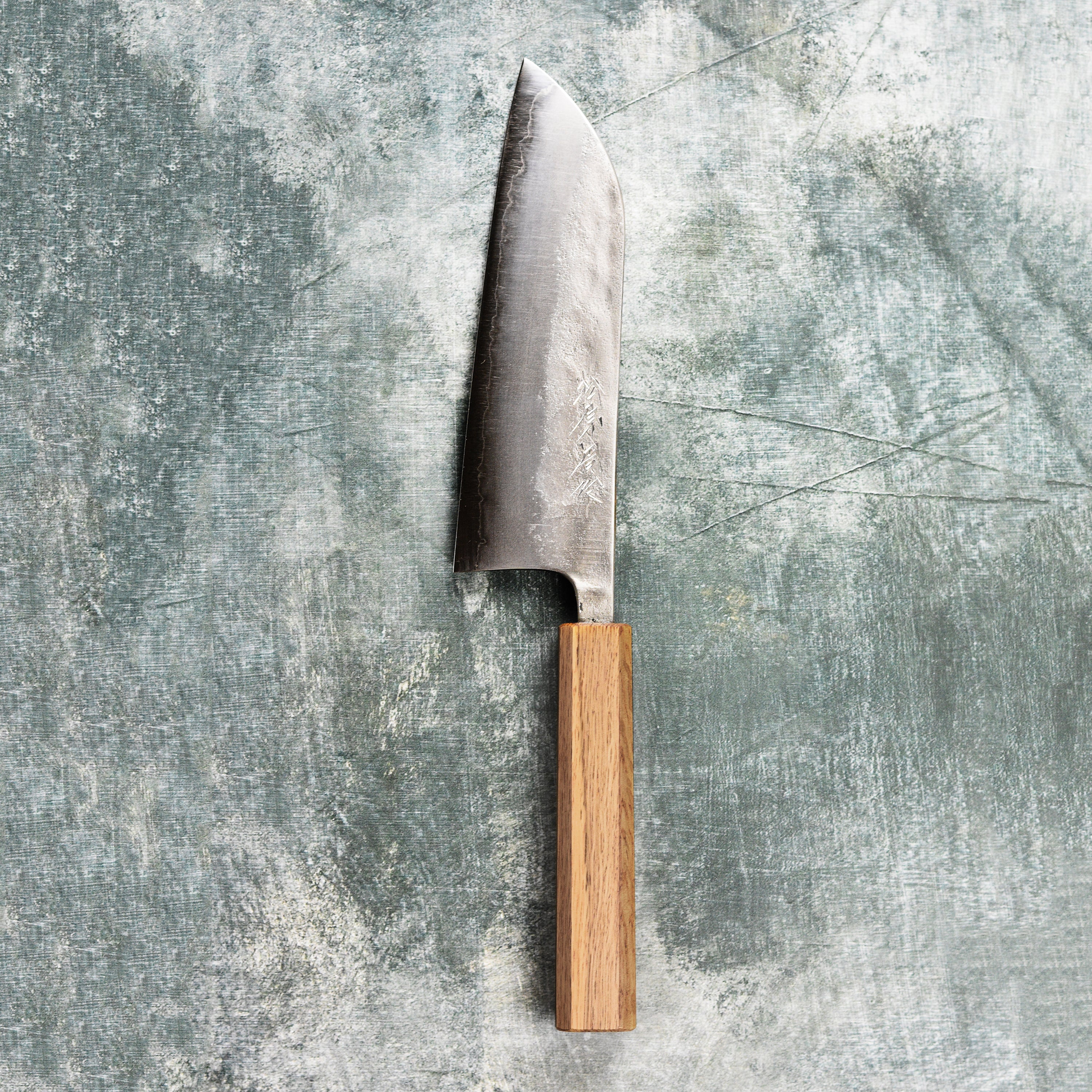 Matsubara Aogami #2 Nashiji Stainless Clad 6.7" Santoku - Image 6
