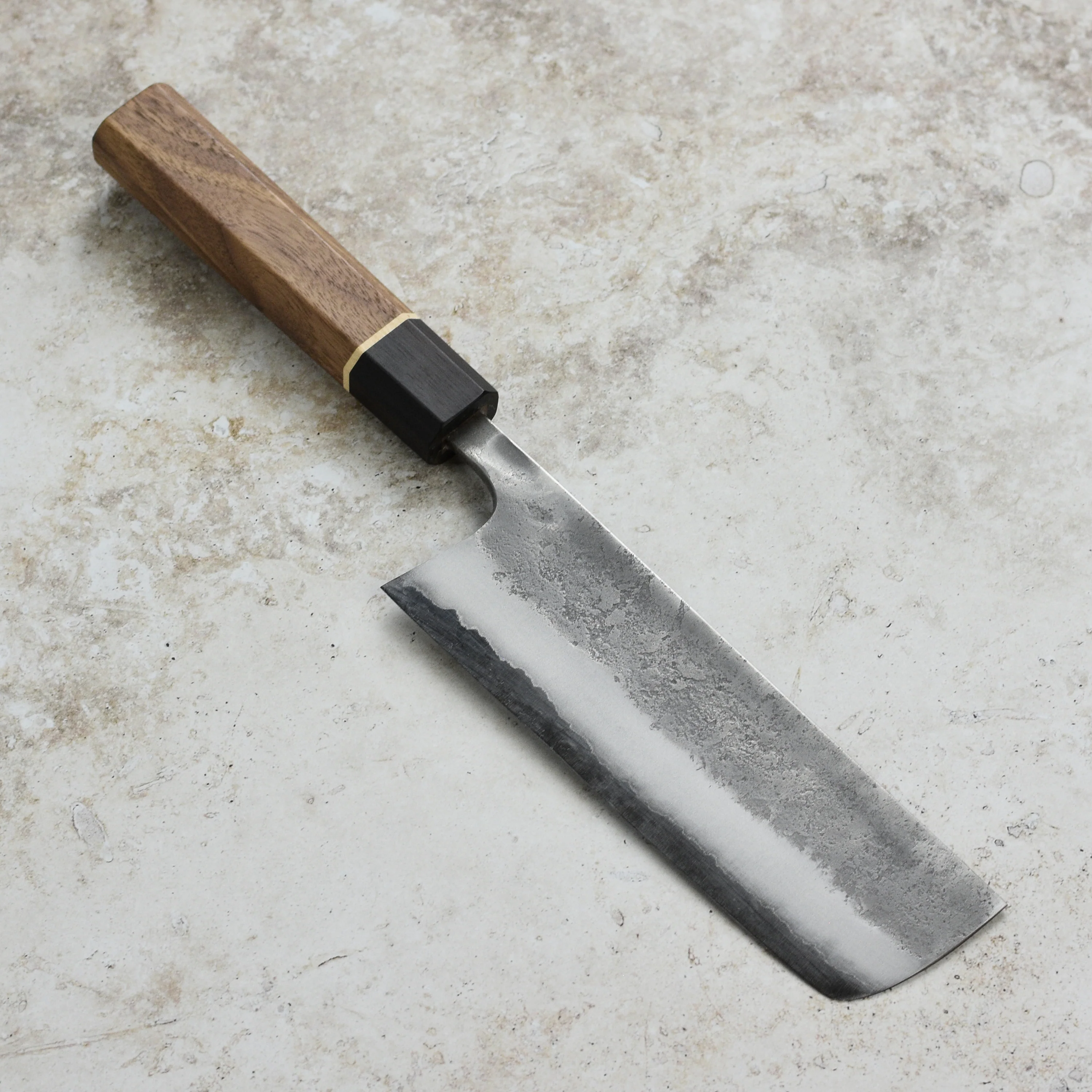 Matsubara Aogami #2 Nashiji Stainless Clad 6.5" Nakiri - Image 6