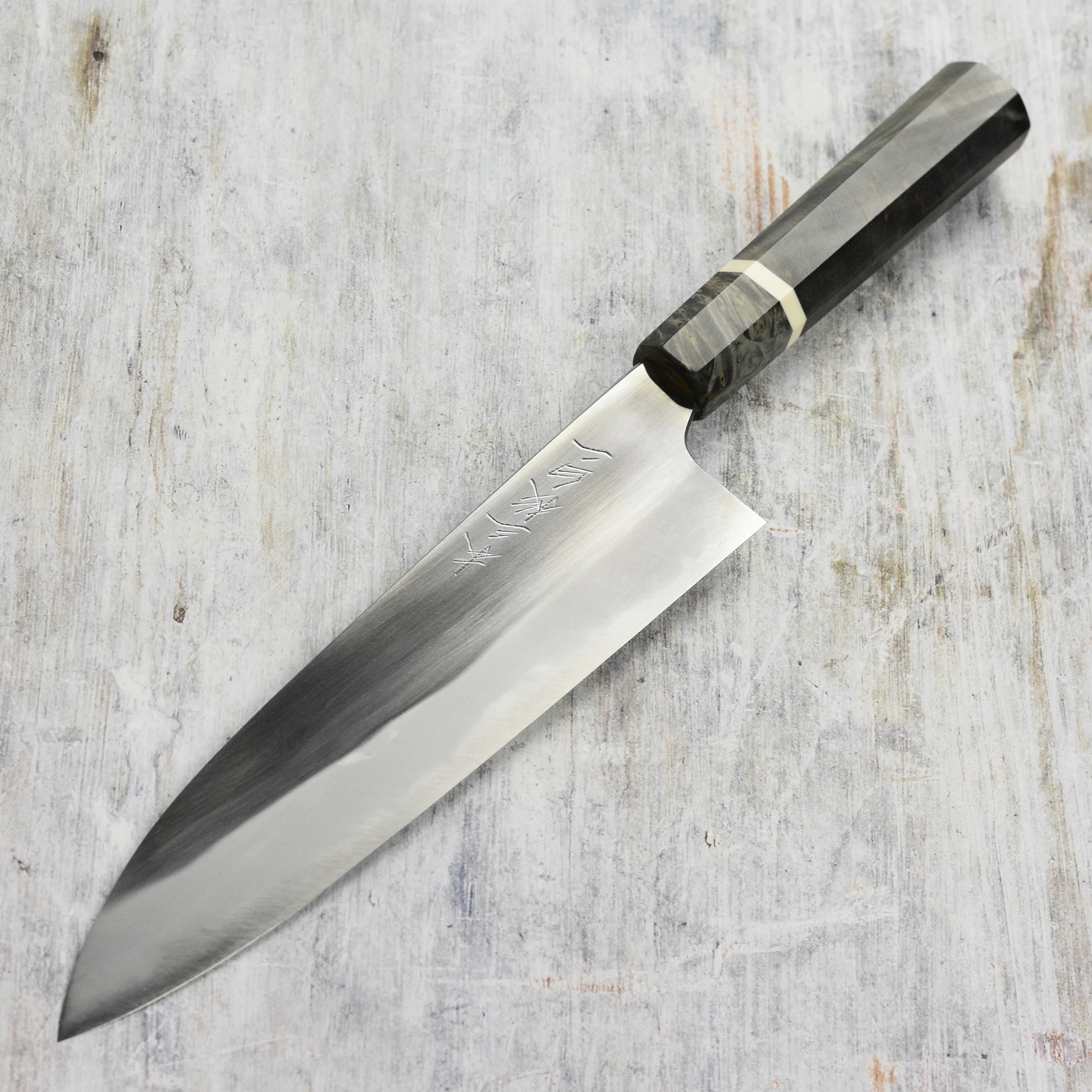 Mazaki Hon-Sanmai Shirogami #2 Migaki 9" Gyuto - Image 4