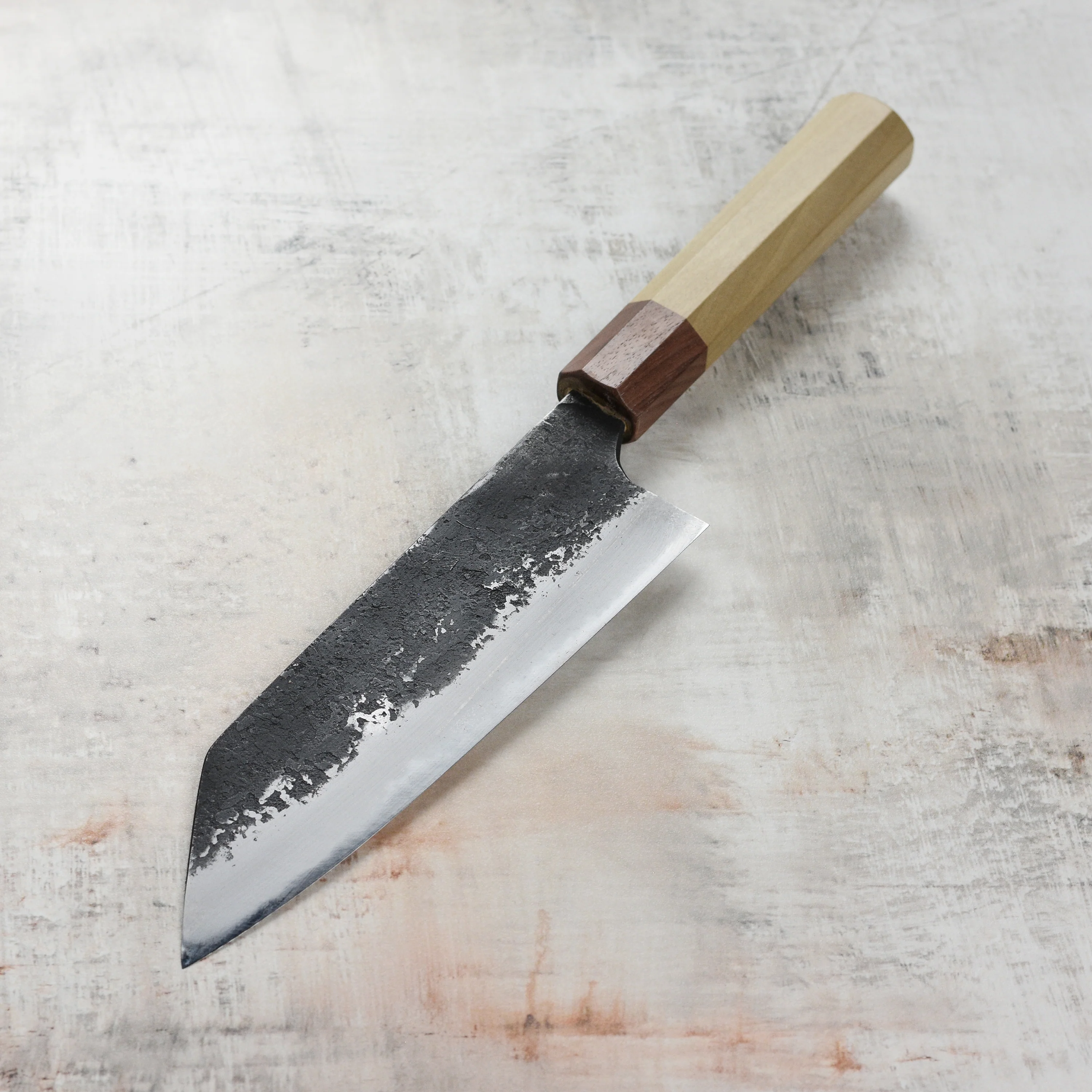 Mazaki Shirogami #2 Kurouchi Nashiji 7" Santoku - Image 5