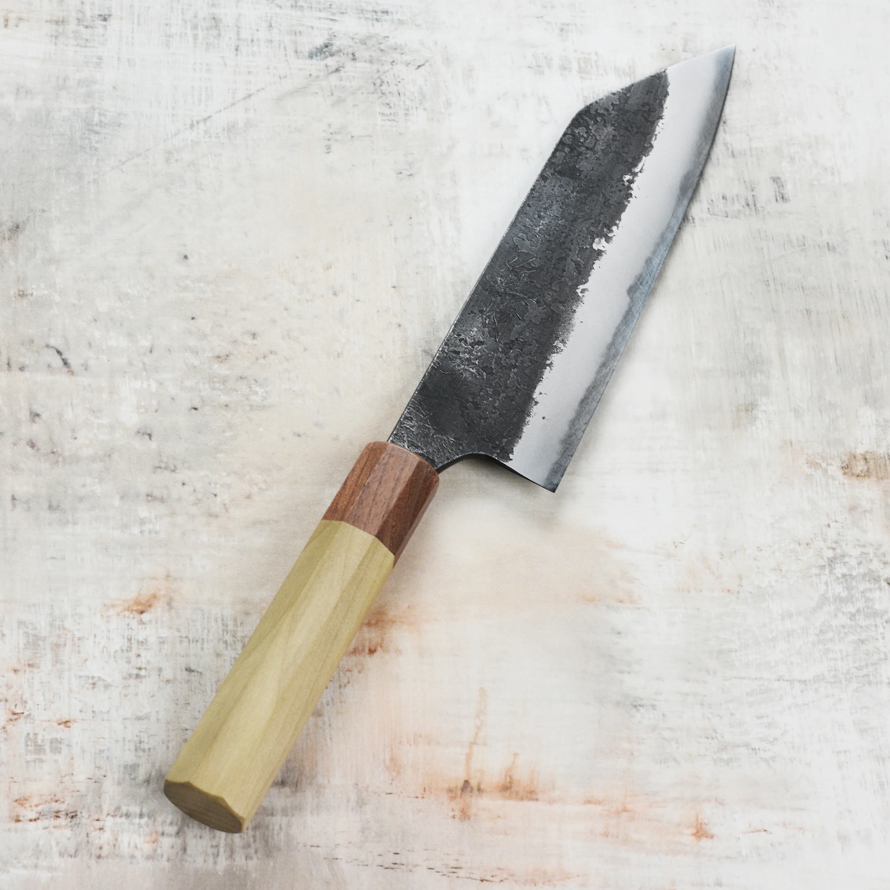 Mazaki Shirogami #2 Kurouchi Nashiji 7" Santoku - Image 7