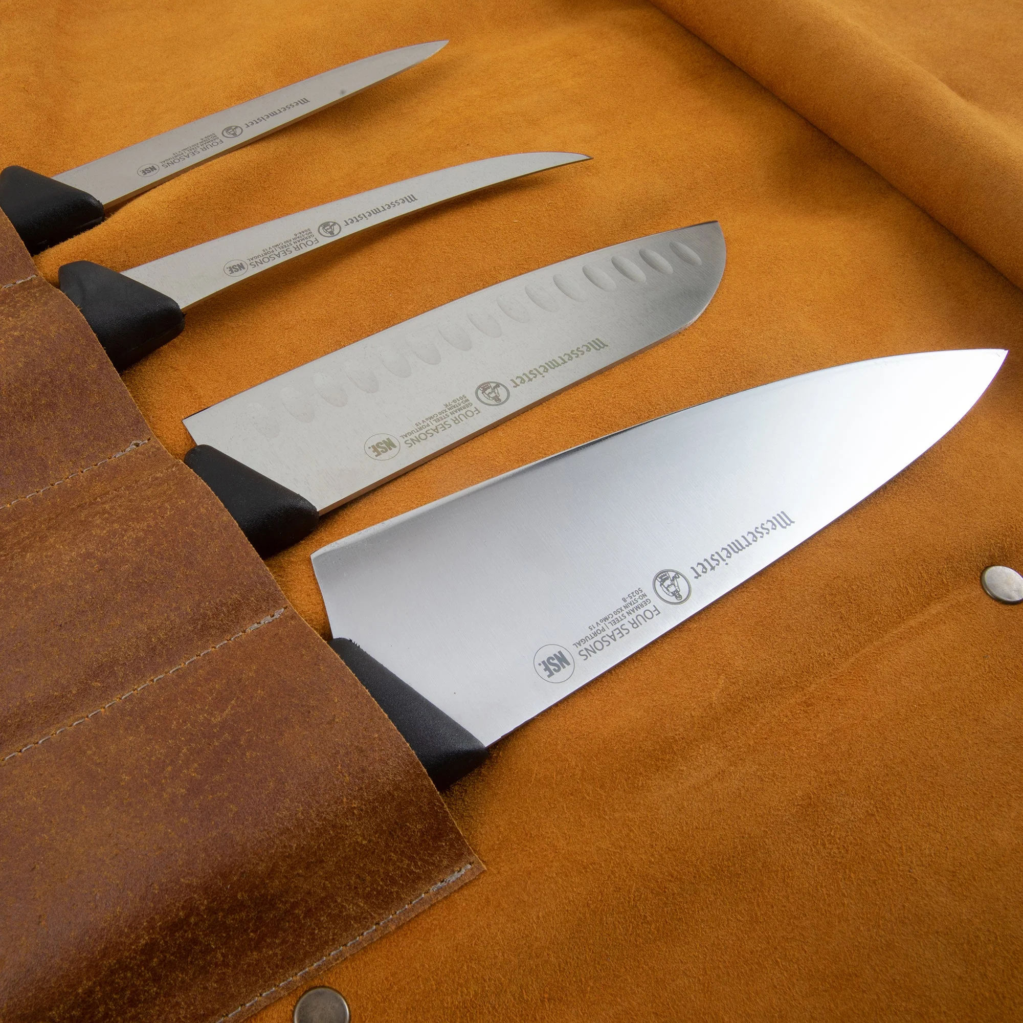 Messermeister 7 Pocket Amber Vintage Leather Knife Roll - Image 2