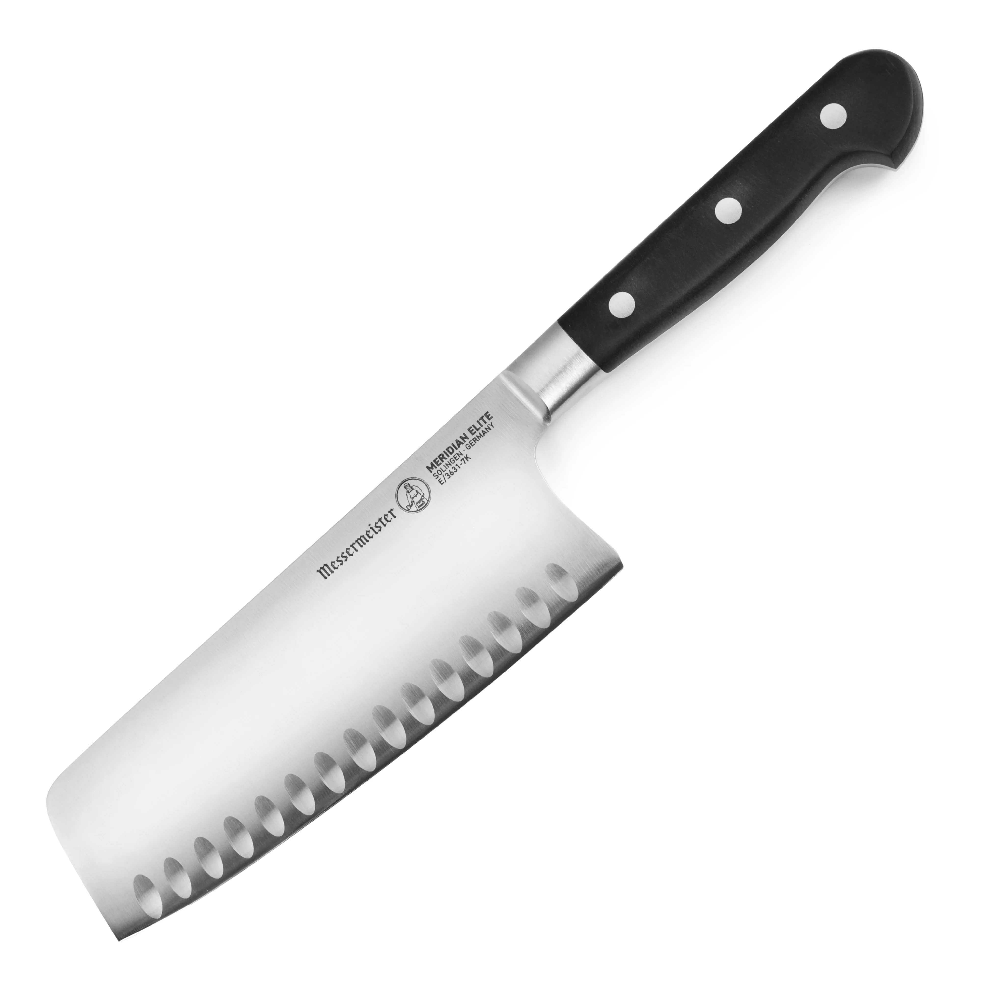 Messermeister Meridian Elite 7" Hollow Edge Nakiri Vegetable Knife - Image 4