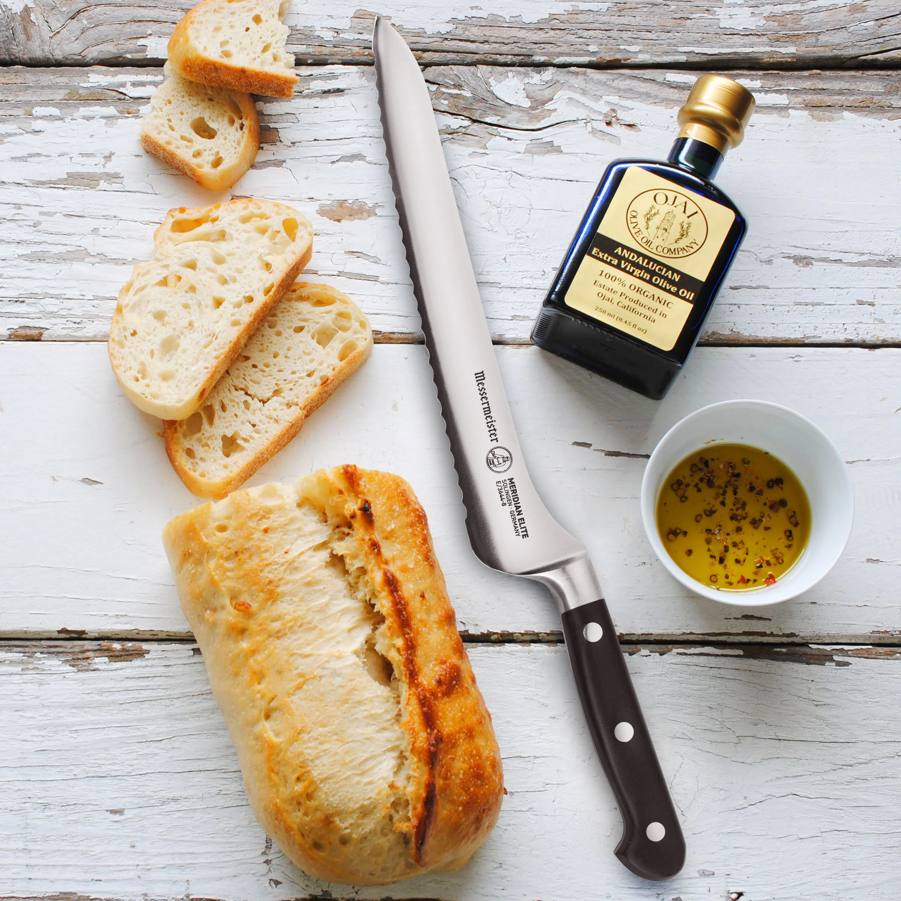 Messermeister Meridian Elite 8" Offset Bread Knife - Image 5