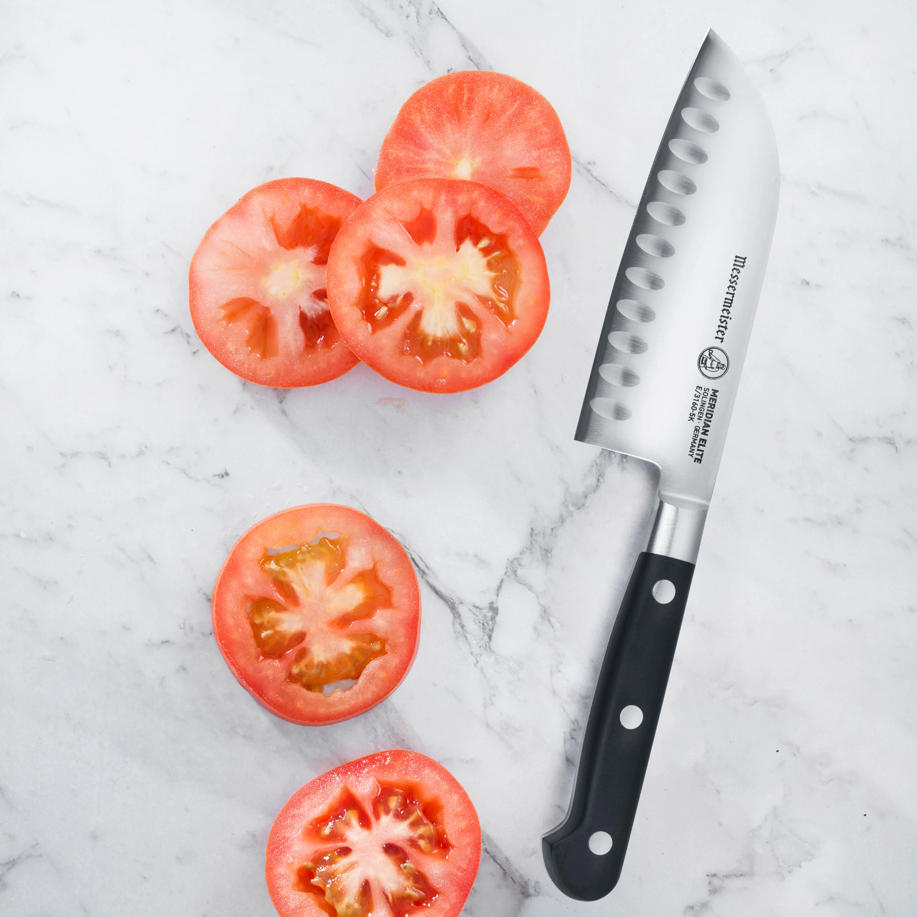 Messermeister Meridian Elite 5" Hollow Edge Santoku Knife - Image 5