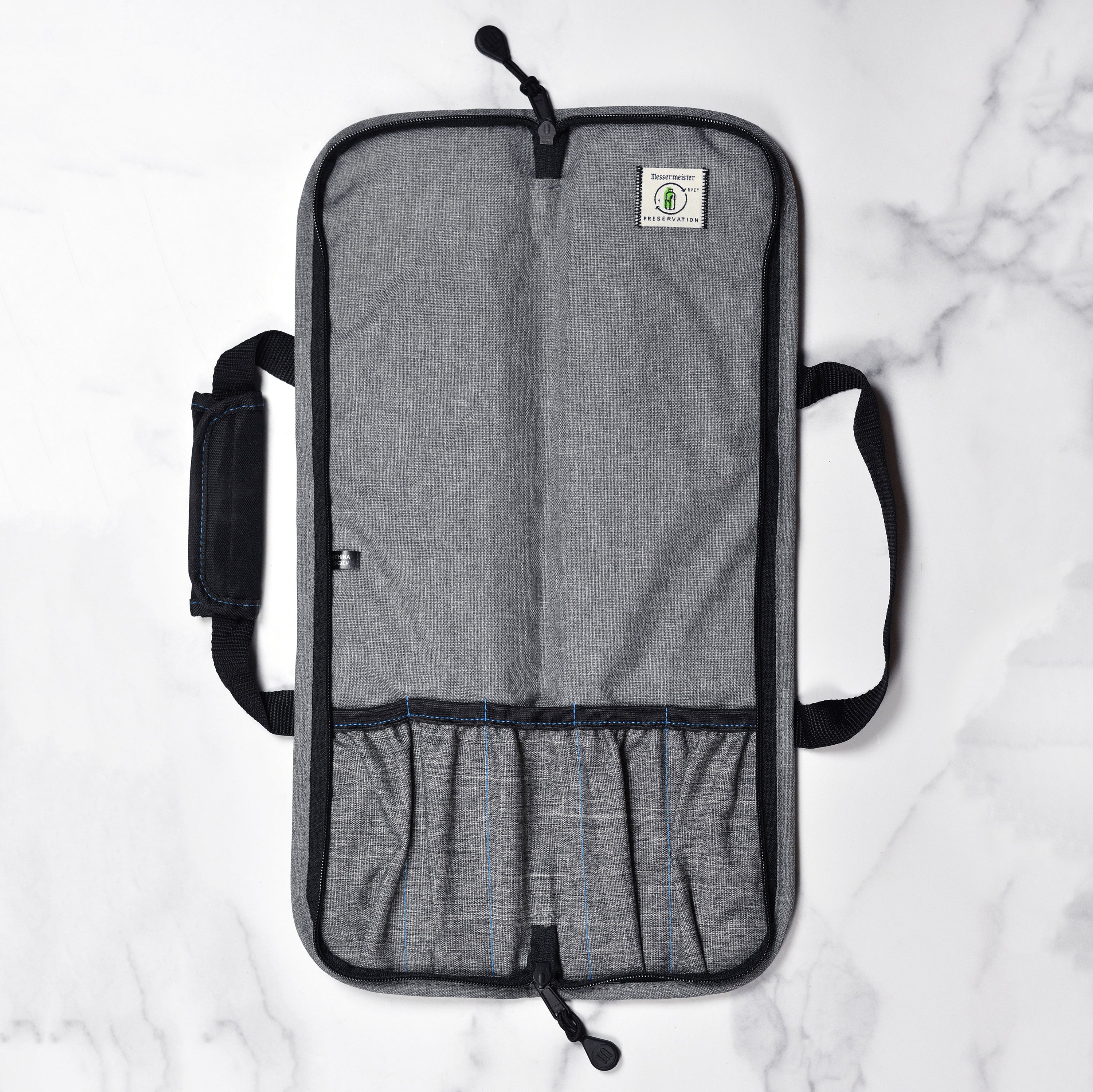 Messermeister 5 Pocket Preservation Heather Gray Knife Bag - Image 4