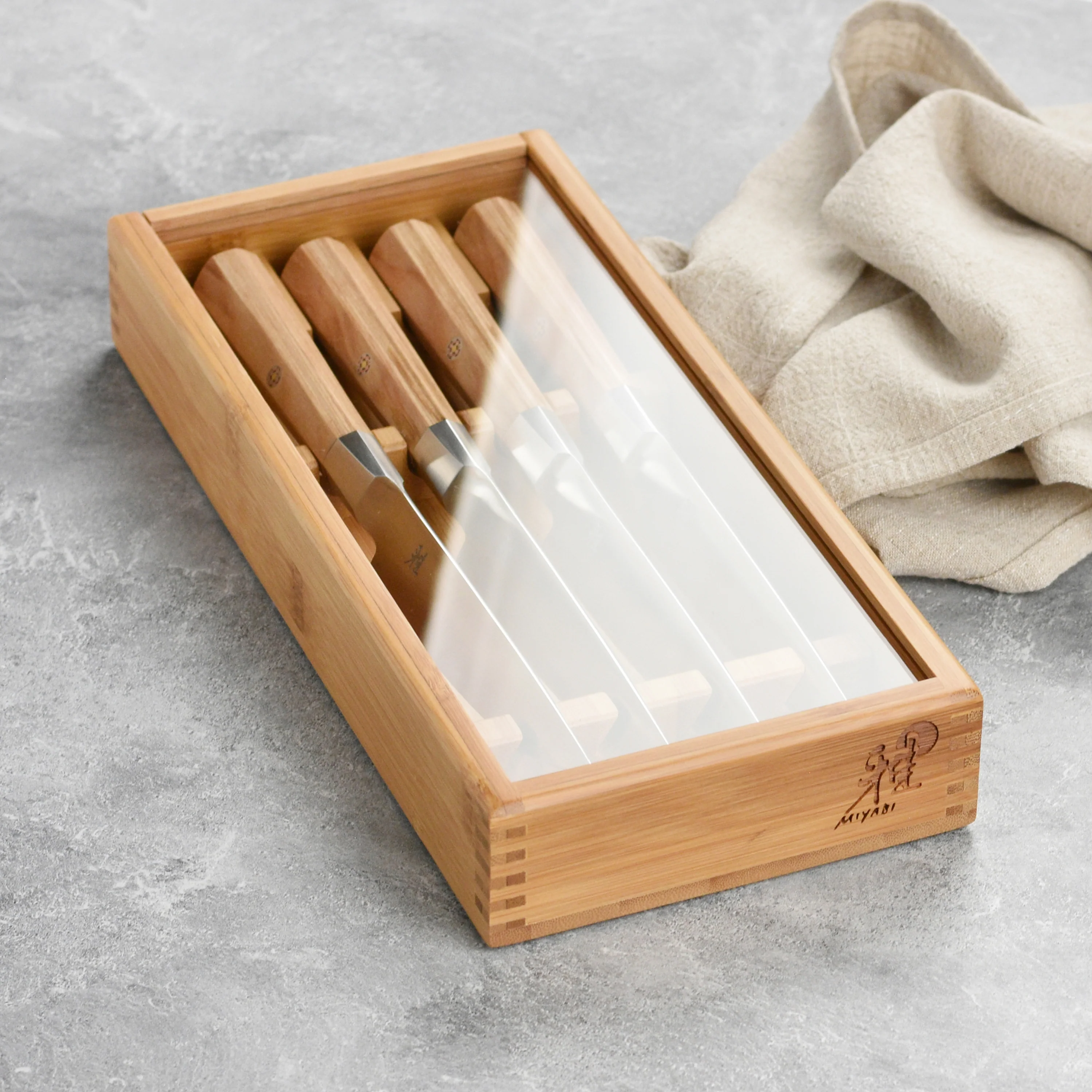Miyabi Koya 4 Piece Steak Knife Set with Bamboo Case - Image 3