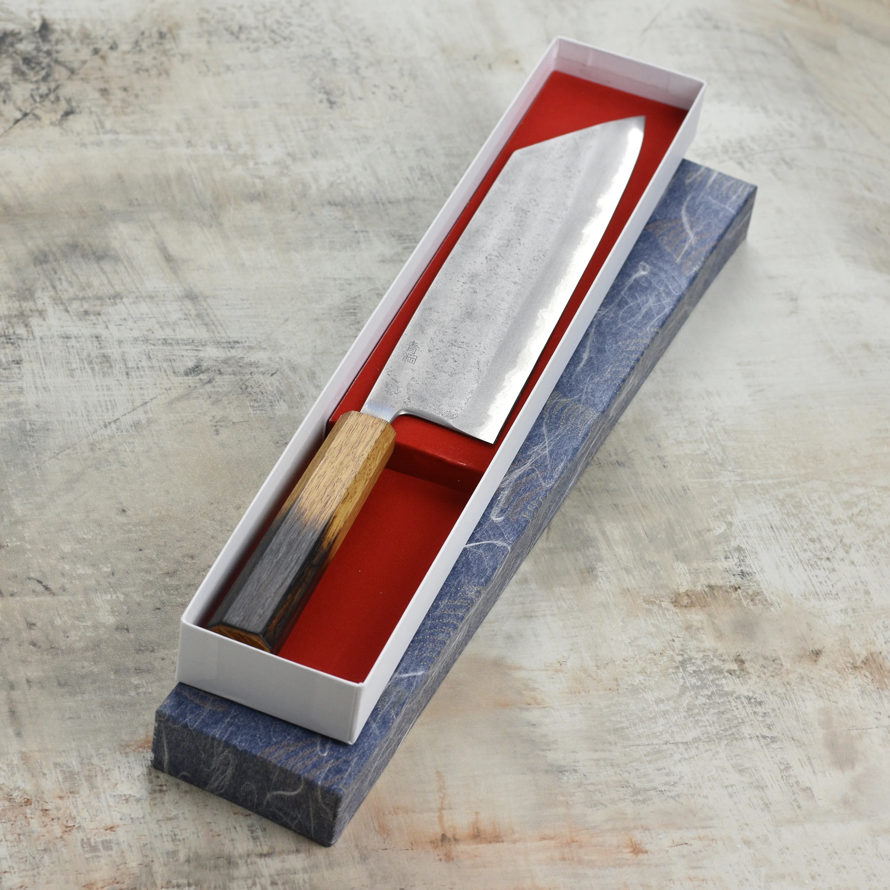 Motokyuuichi Aogami #2 Nashiji Stainless Clad 9.4" Kiritsuke - Image 8