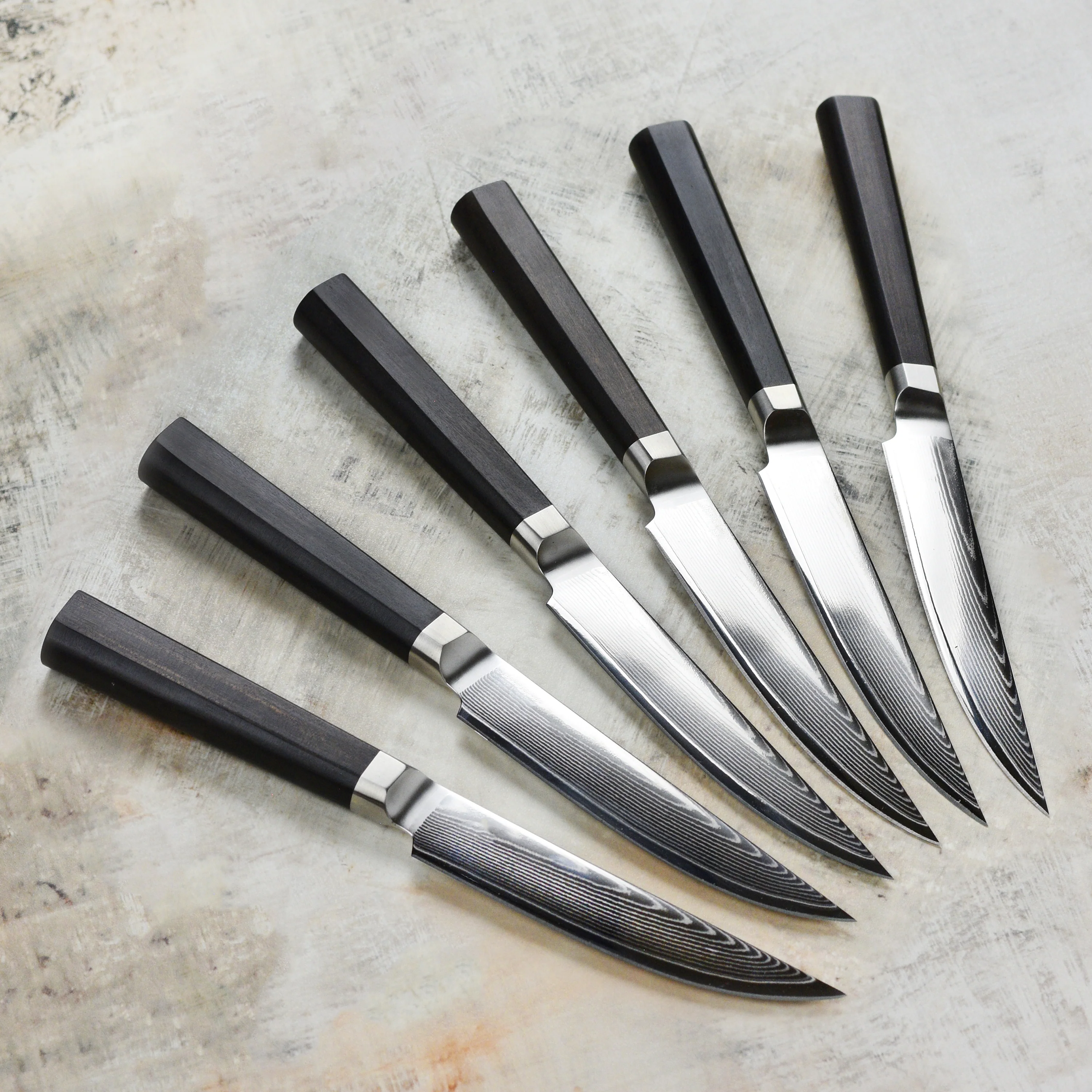 Nexus 6 Piece Damascus Steak Knife Set with Case - Image 3