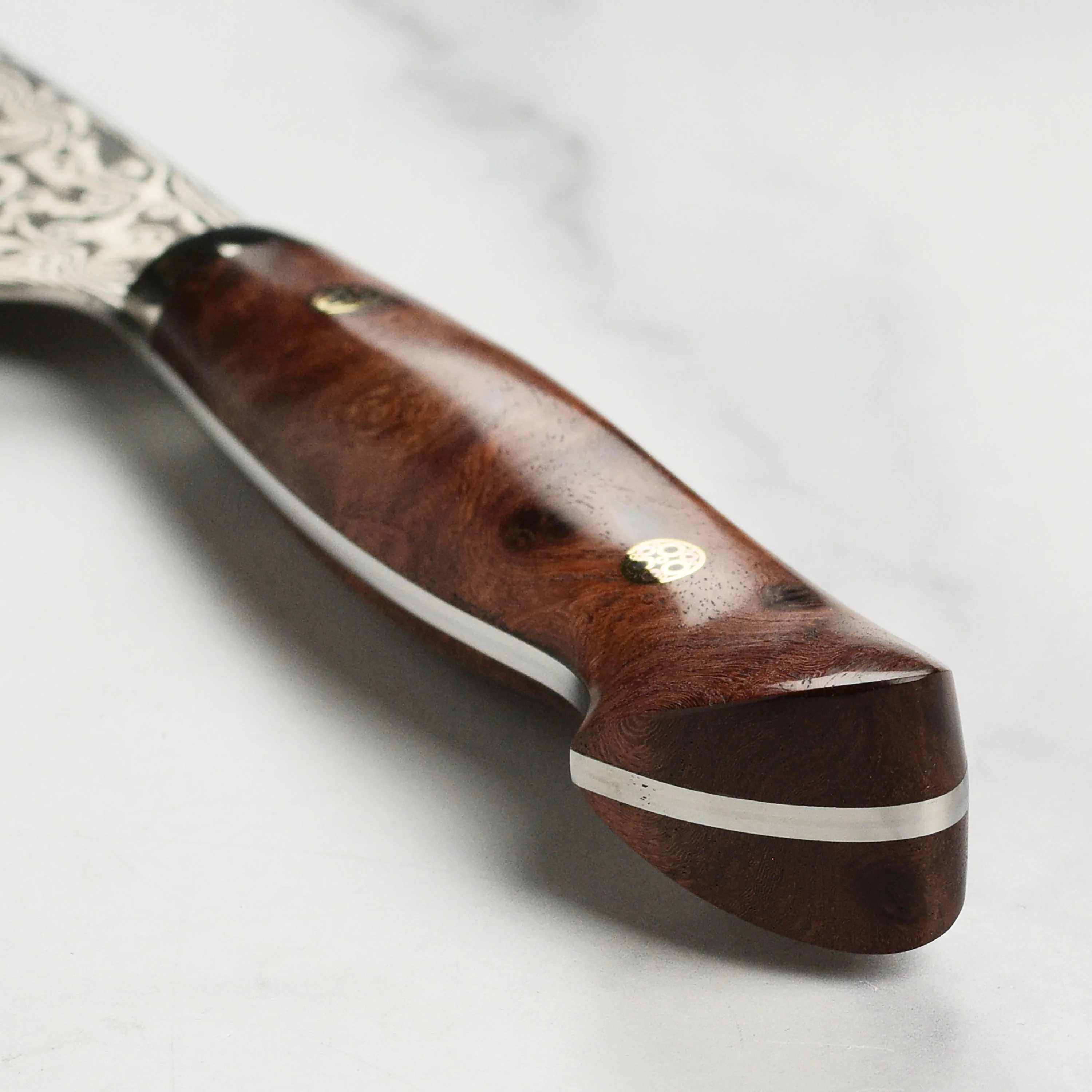 Nigara Anmon SG2 Damascus 7" Kiritsuke Nakiri, Quince Wood - Image 2