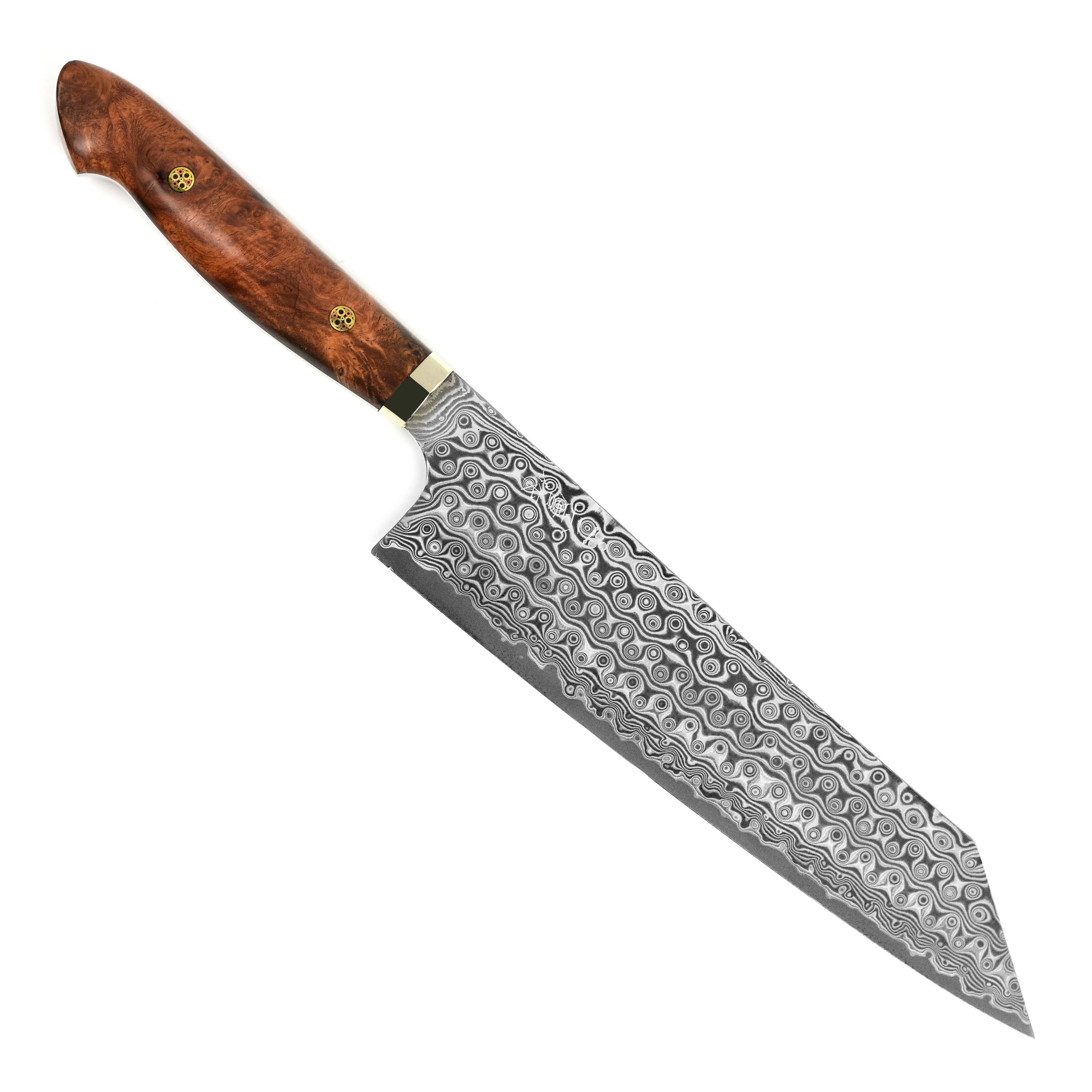 Nigara Anmon SG2 Damascus 9.4" Kiritsuke, Quince Wood - Image 5