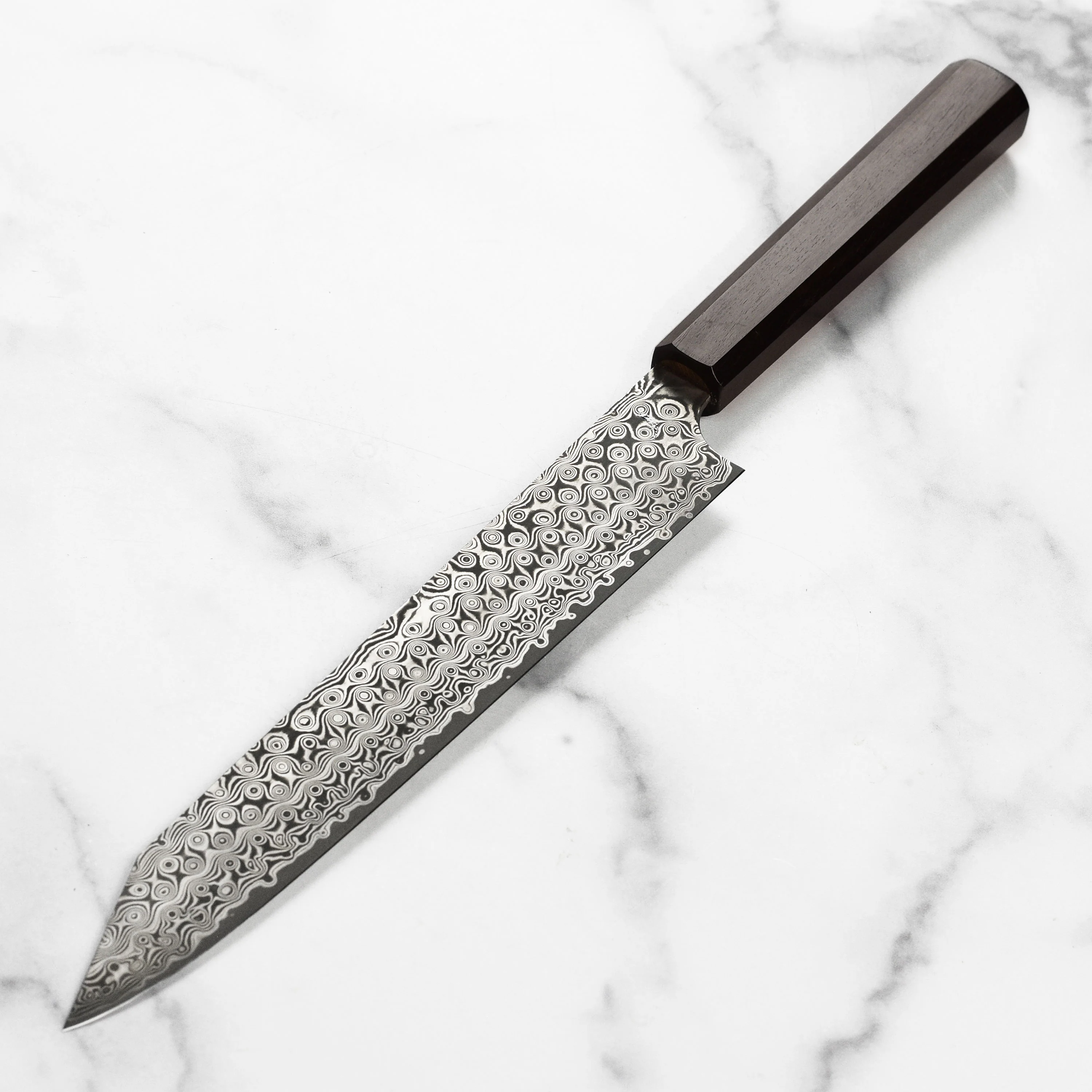 Nigara Anmon SG2 Damascus 10" Kiritsuke Sujihiki - Image 3