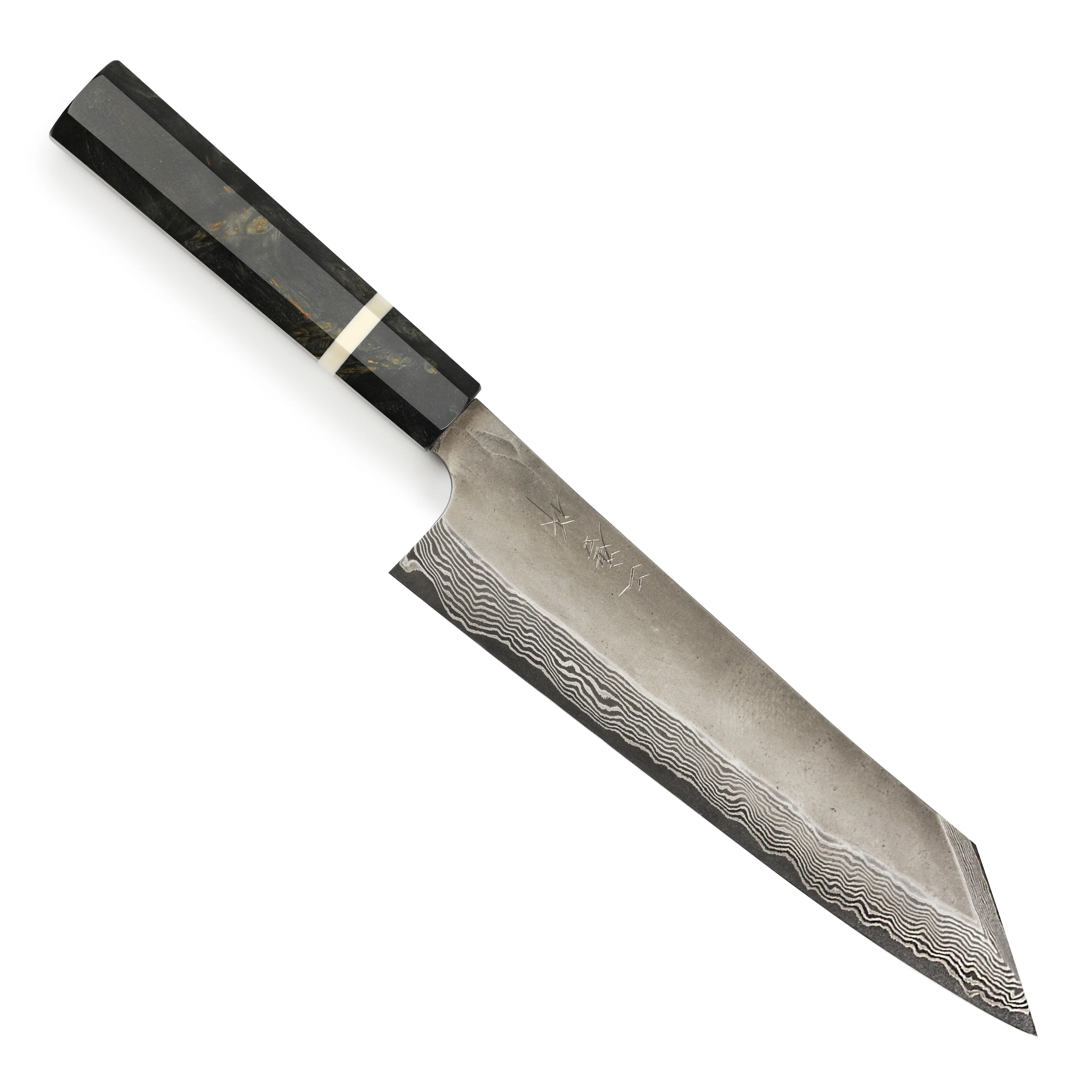 Nigara Ginsan Kurozome Damascus 9.4" Kiritsuke - Image 5