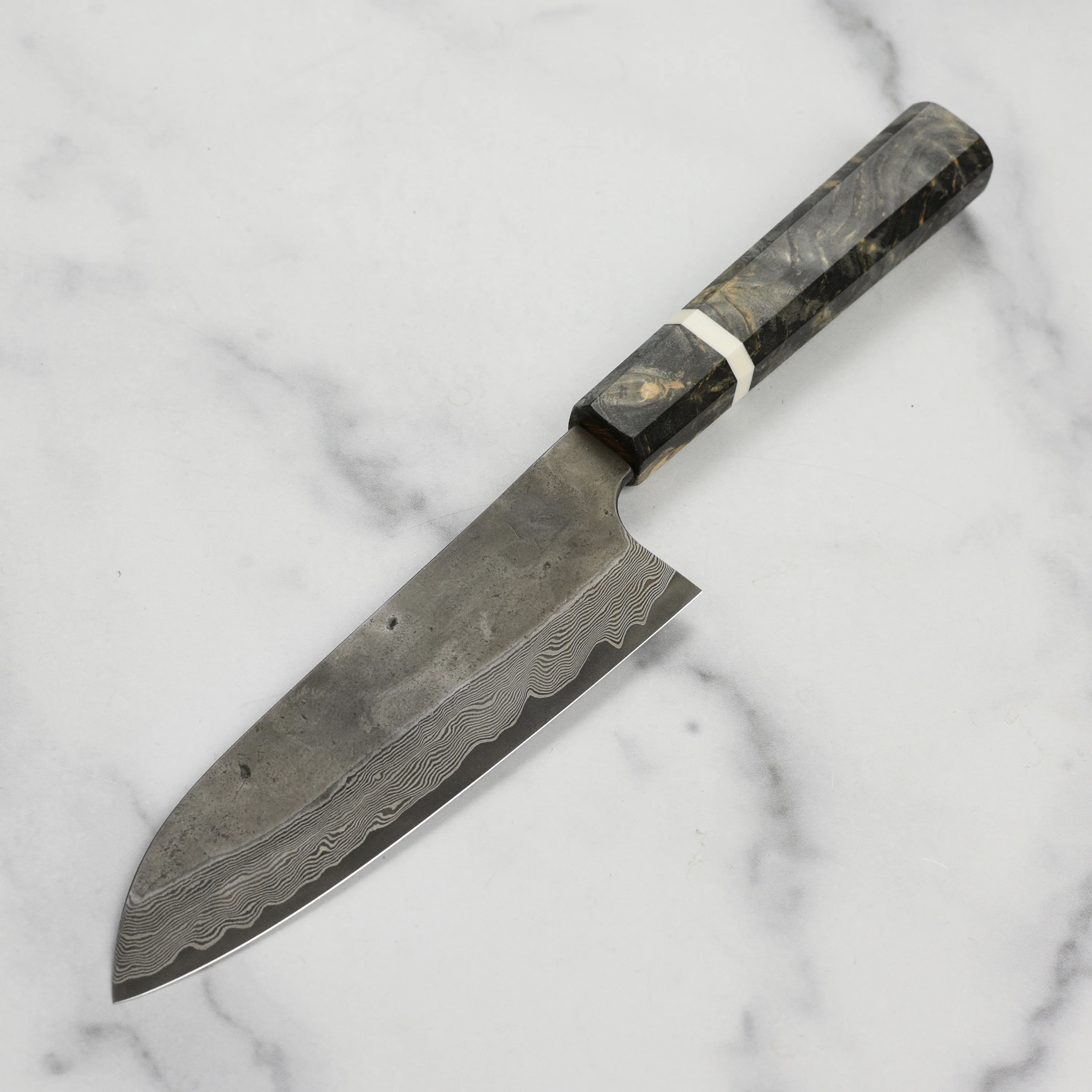 Nigara Ginsan Kurozome Damascus 7" Santoku - Image 3