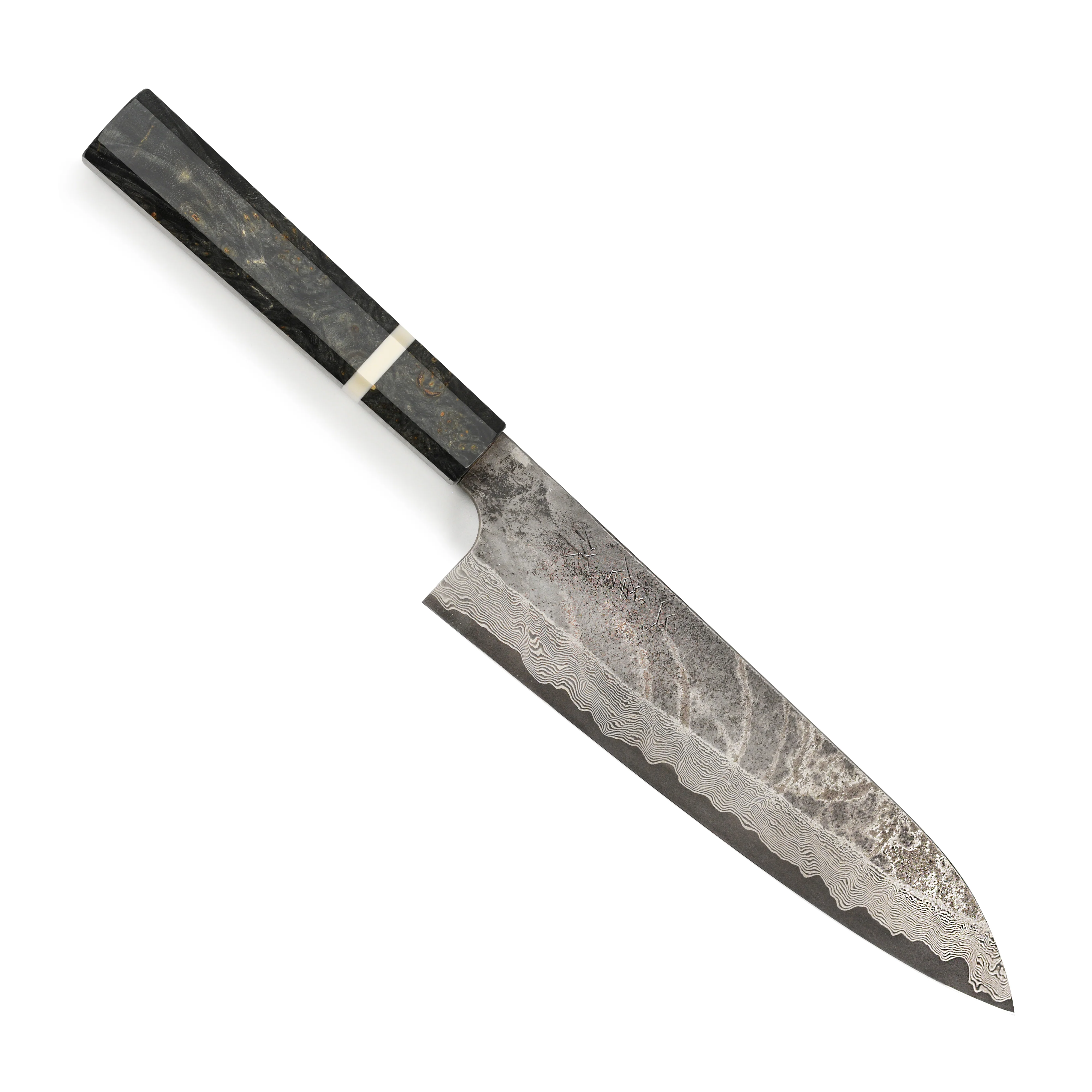 Nigara Ginsan Kurozome Damascus 8.25" Gyuto - Image 5