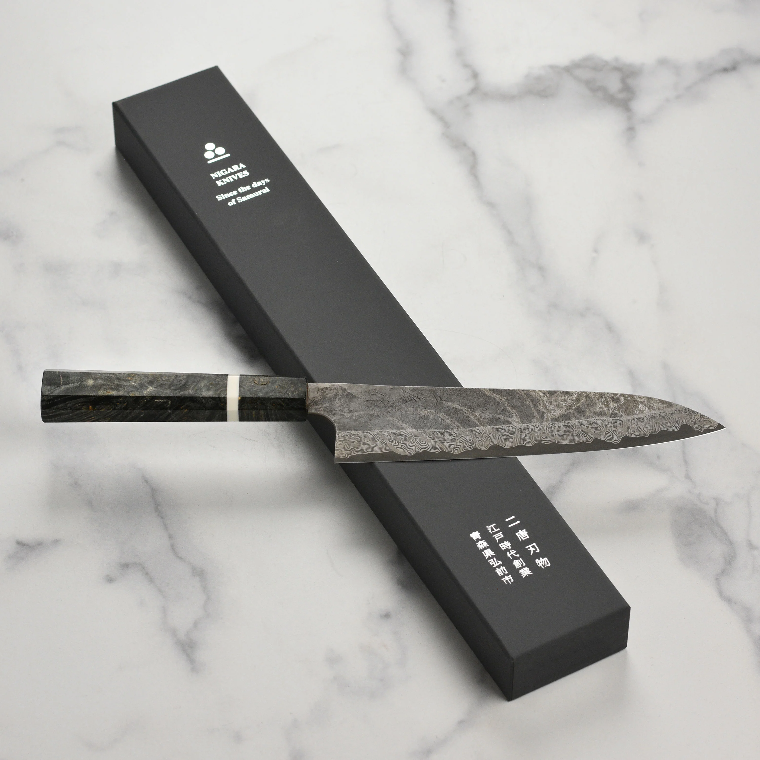 Nigara Ginsan Kurozome Damascus 8.25" Gyuto - Image 7