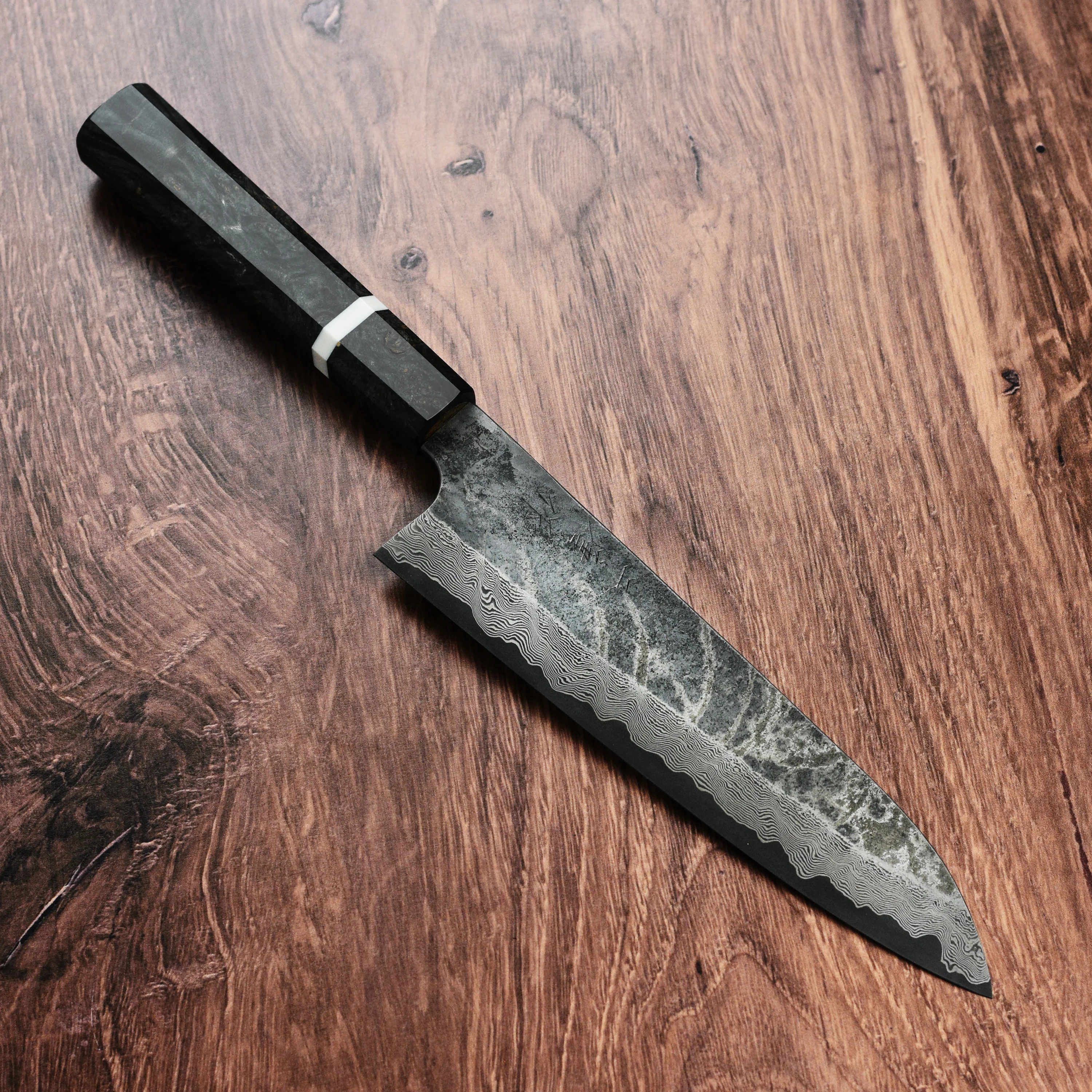 Nigara Ginsan Kurozome Damascus 8.25" Gyuto - Image 8