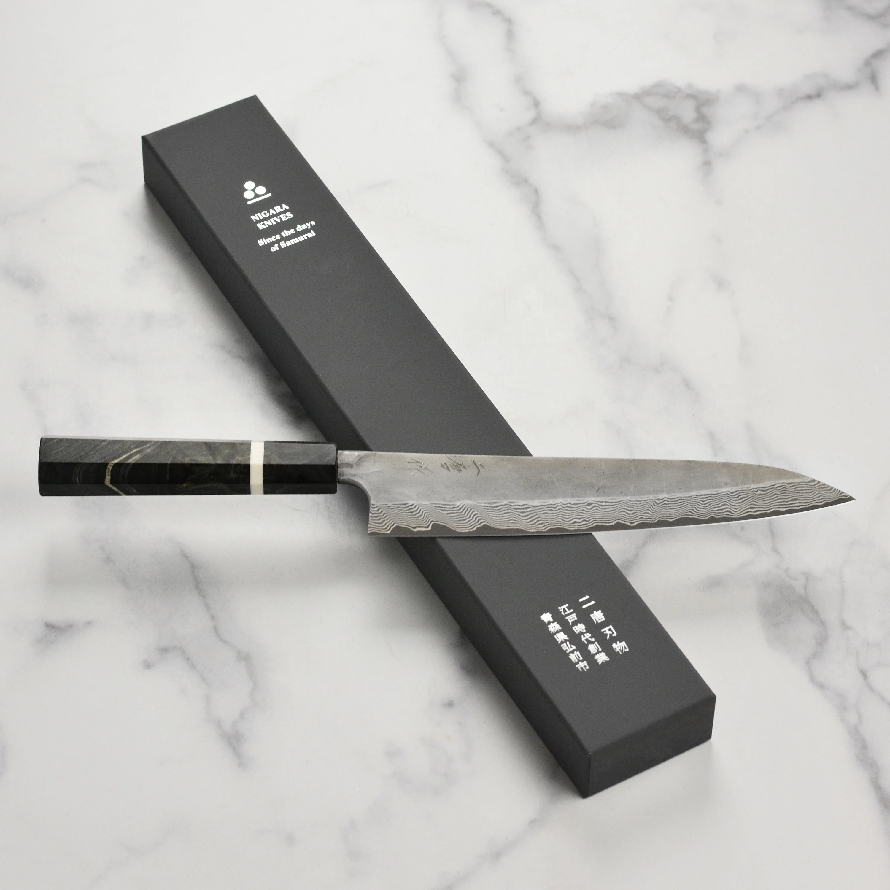 Nigara Ginsan Kurozome Damascus 9.4" Gyuto - Image 7