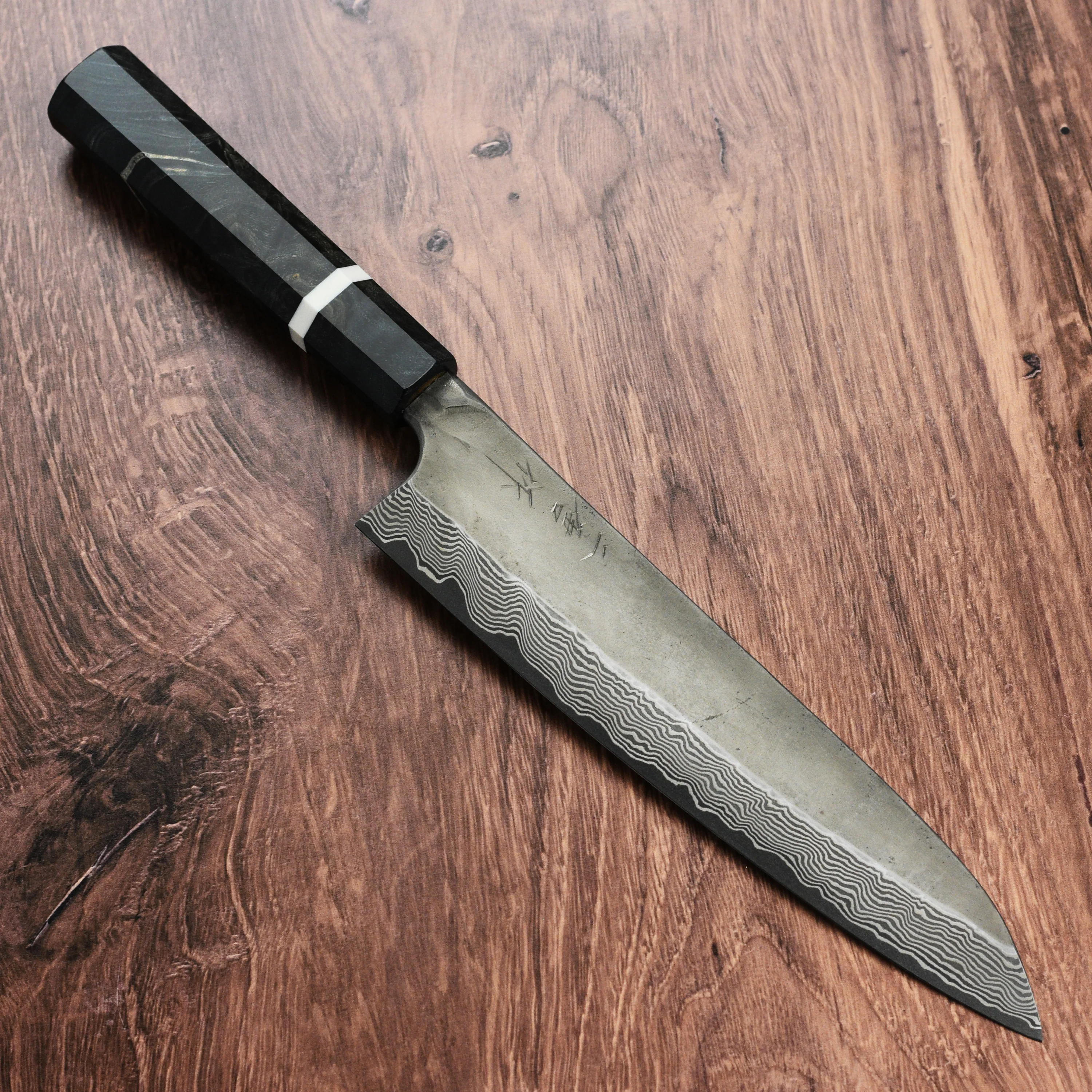 Nigara Ginsan Kurozome Damascus 9.4" Gyuto - Image 8