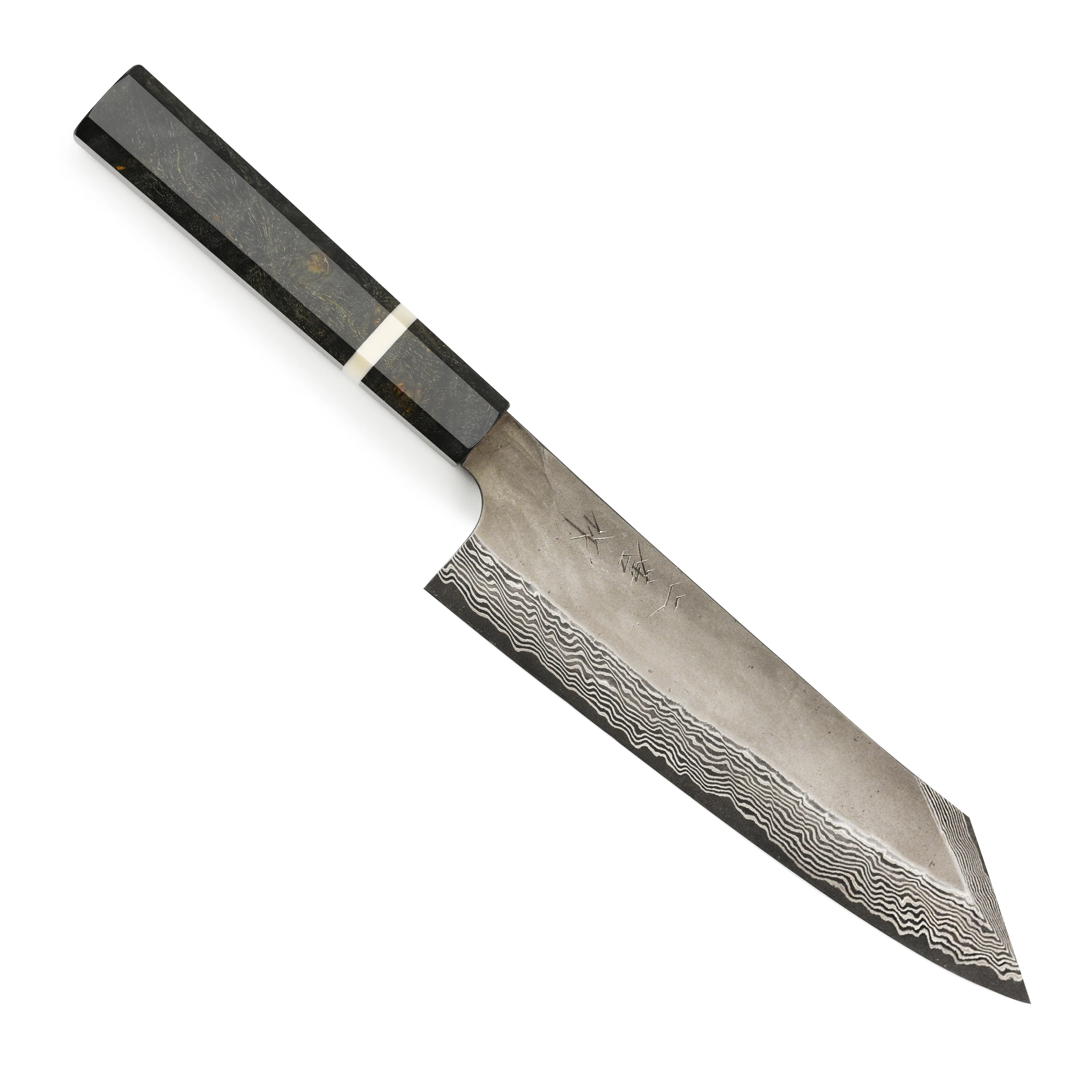 Nigara Ginsan Kurozome Damascus 8.25" Kiritsuke - Image 5