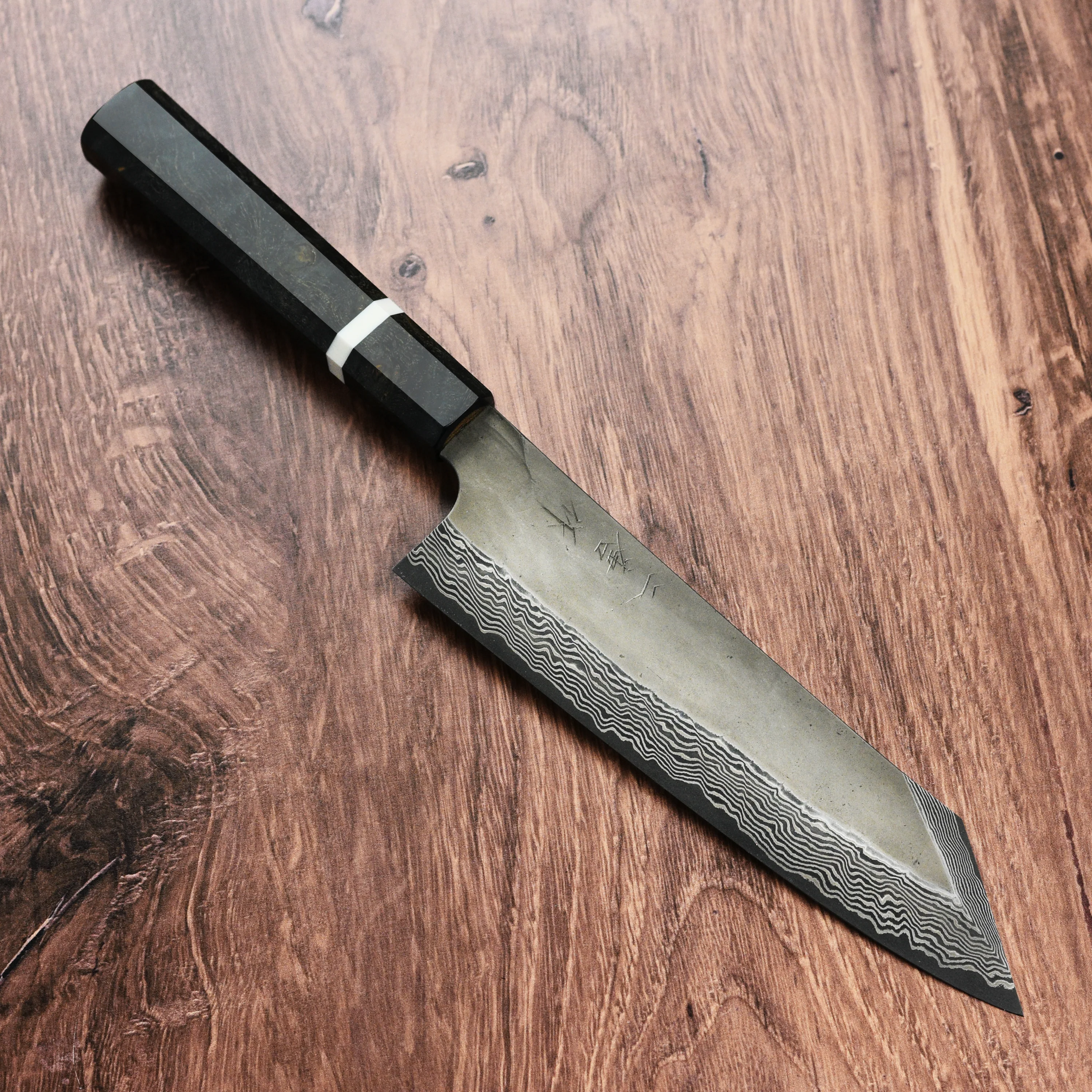 Nigara Ginsan Kurozome Damascus 8.25" Kiritsuke - Image 8