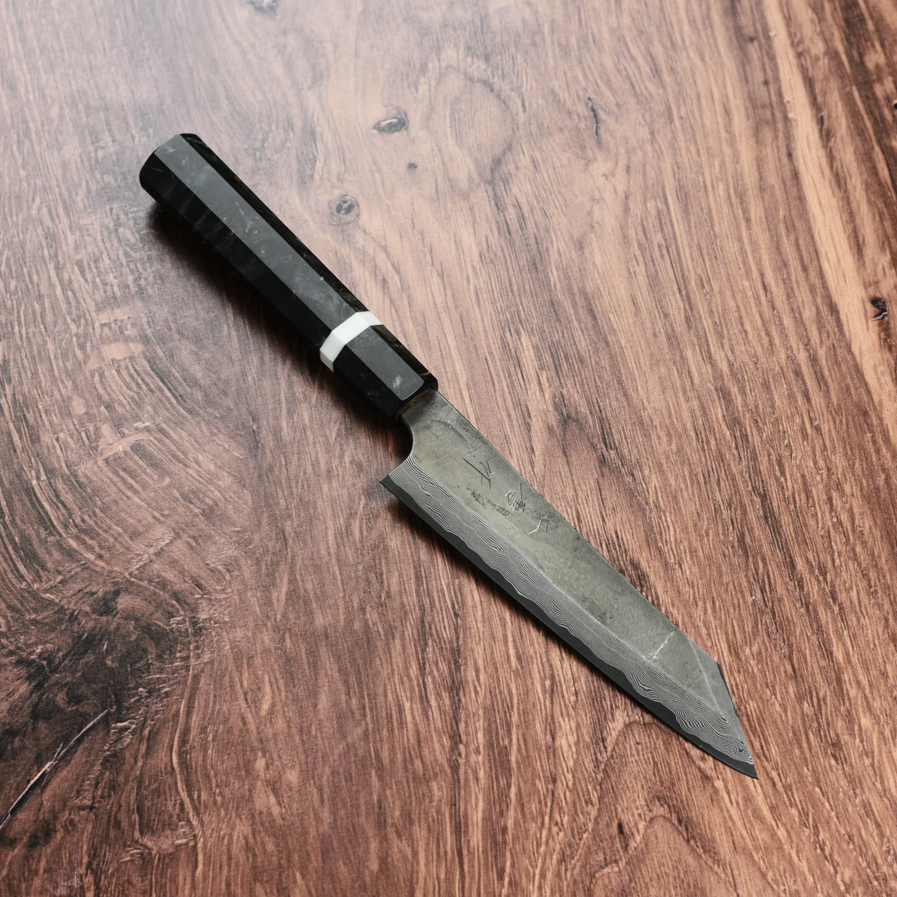 Nigara Ginsan Kurozome Damascus 5.9" Kiritsuke Petty - Image 8