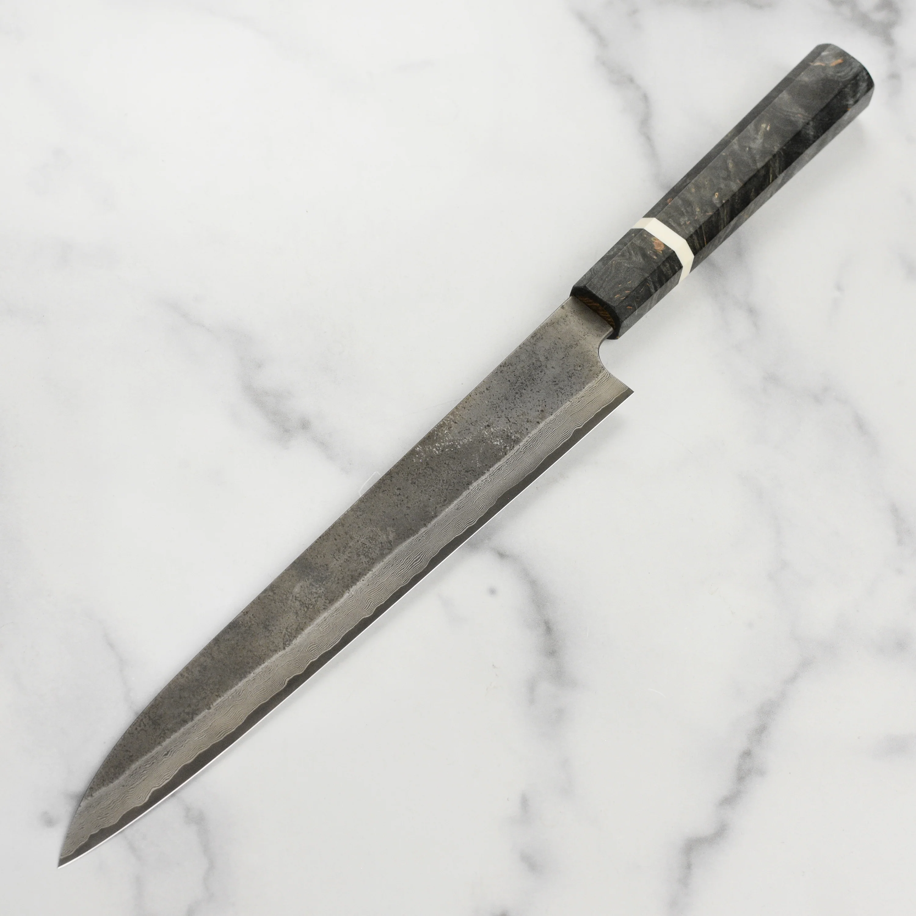 Nigara Ginsan Kurozome Damascus 10.6" Sujihiki - Image 4