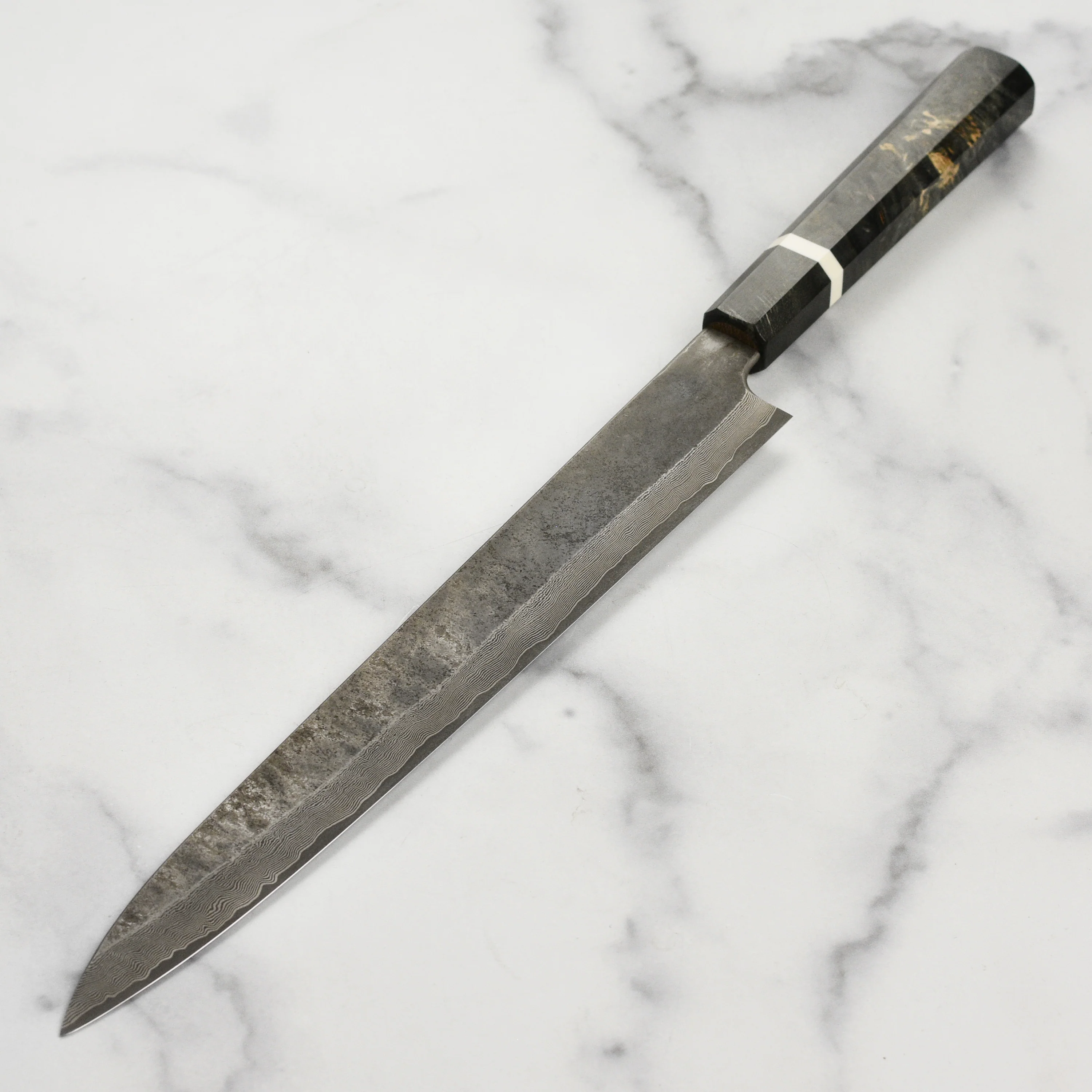 Nigara Ginsan Kurozome Damascus 11.8" Sujihiki - Image 6