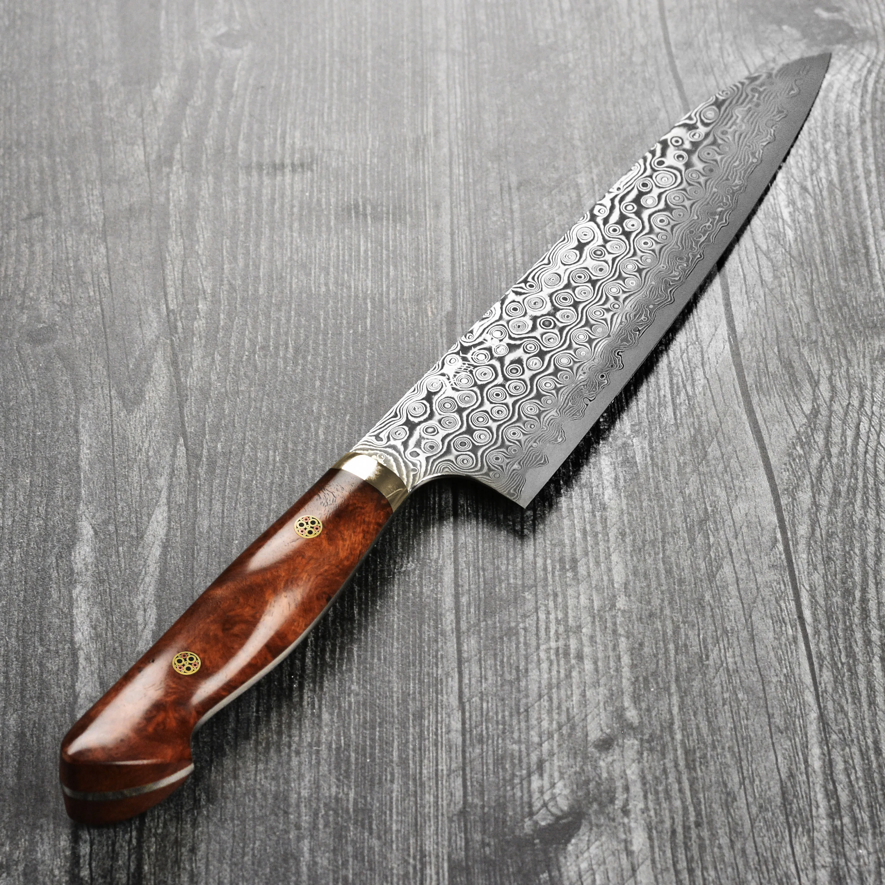 Nigara Anmon SG2 Damascus 8.25" Gyuto, Quince Wood - Image 8
