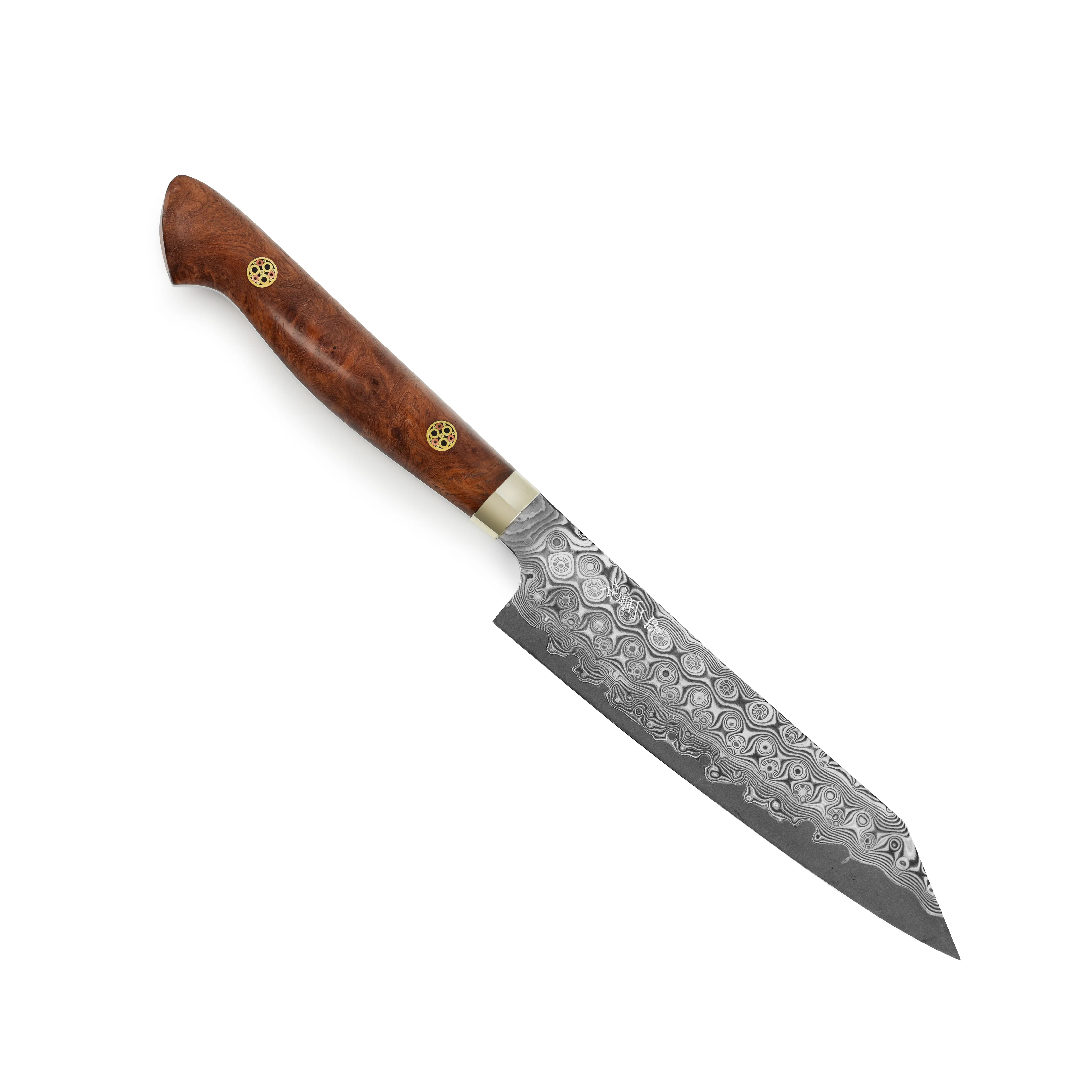 Nigara Anmon SG2 Damascus 5.9" Kiritsuke Petty, Quince Wood - Image 9