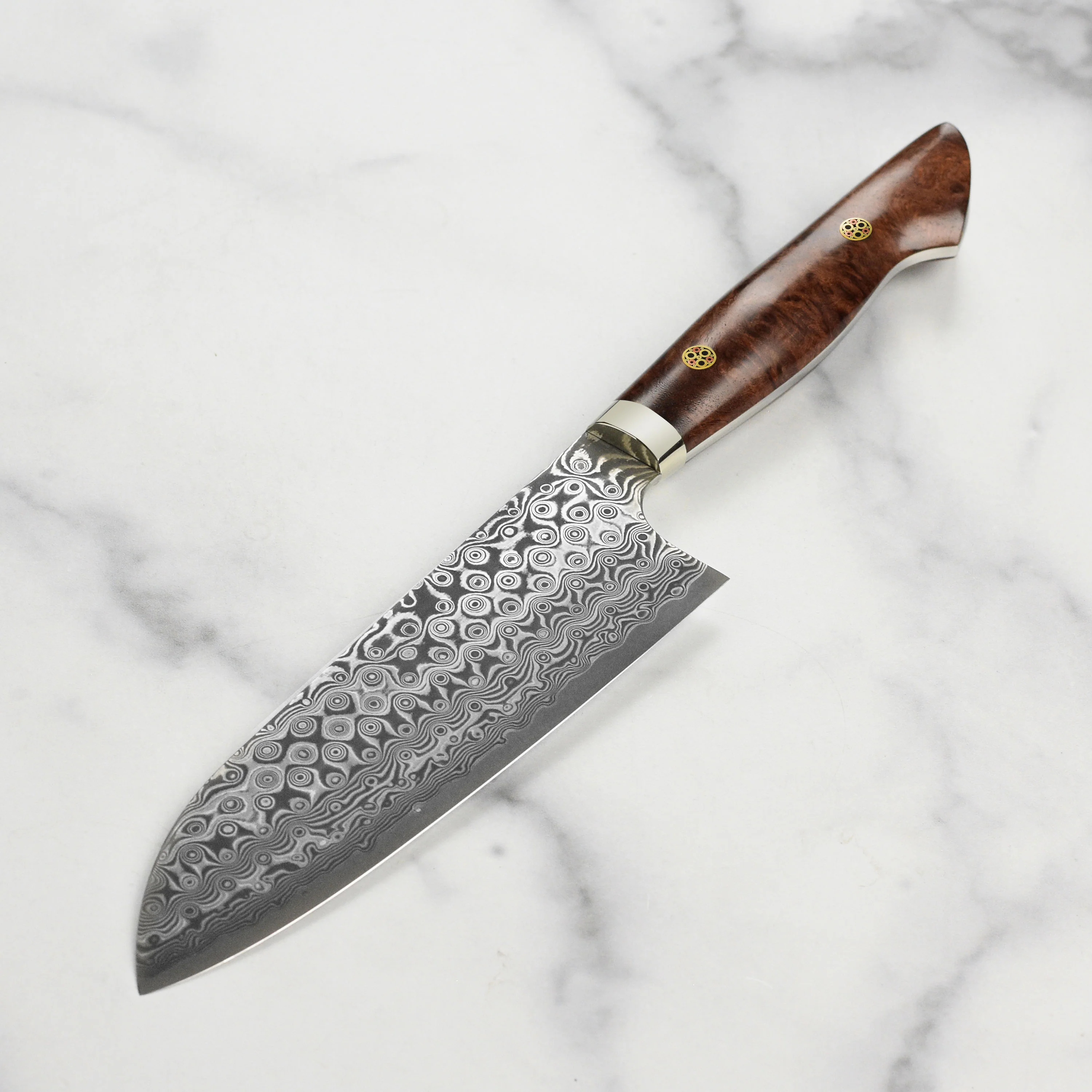 Nigara Anmon SG2 Damascus 7" Santoku, Quince Wood - Image 4