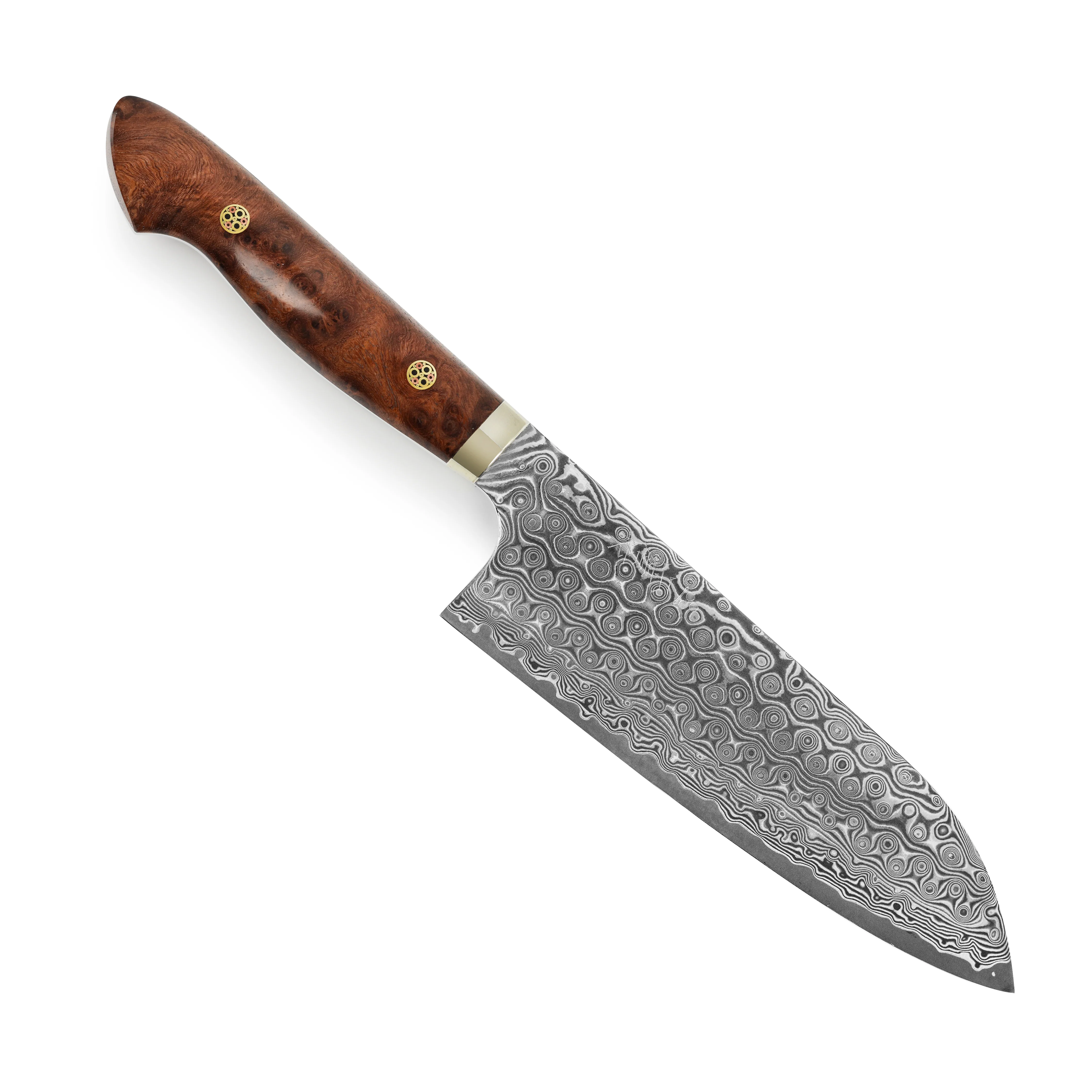 Nigara Anmon SG2 Damascus 7" Santoku, Quince Wood - Image 5