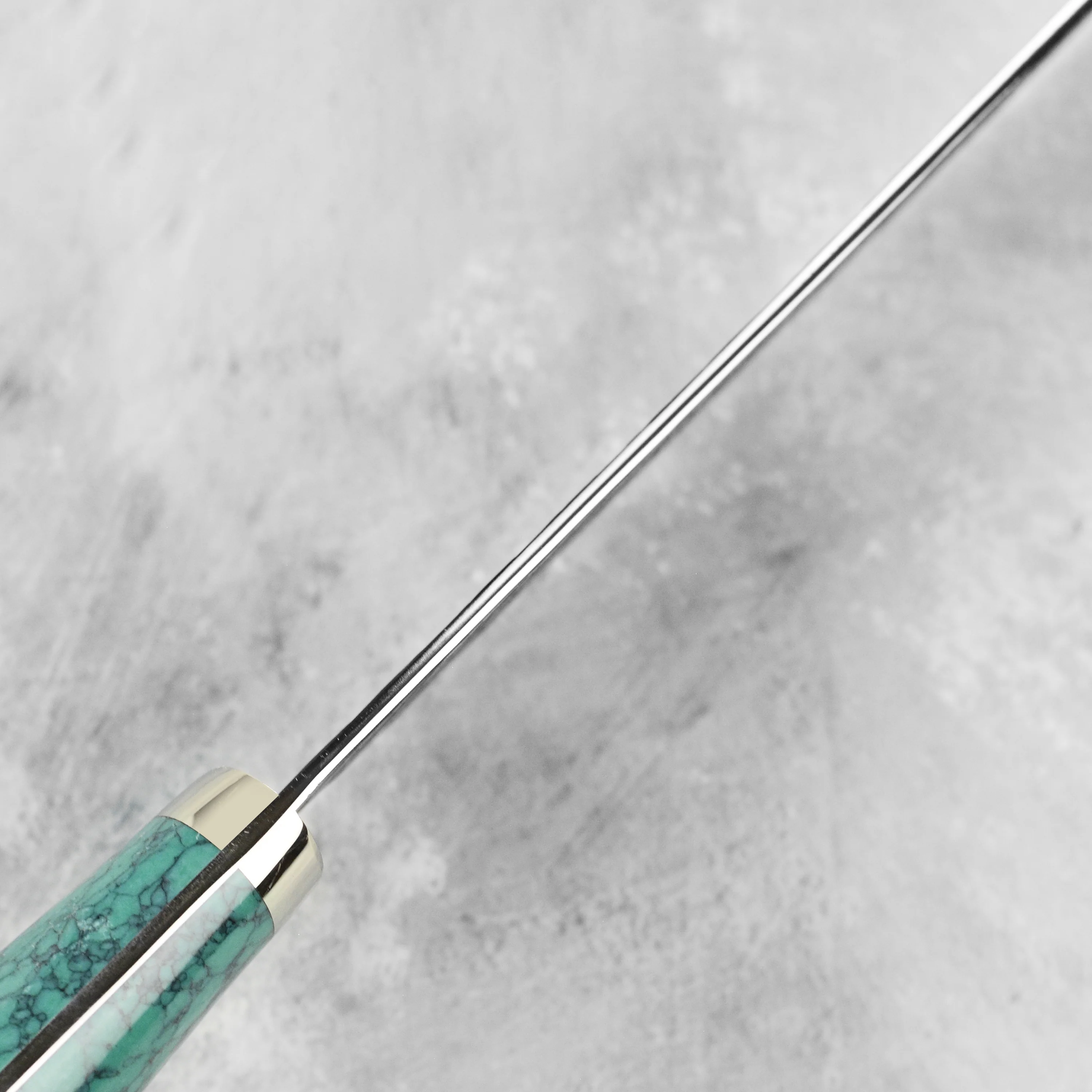 Nigara SG2 Kurouchi Tsuchime 9.4" Gyuto, Green Turquoise - Image 4