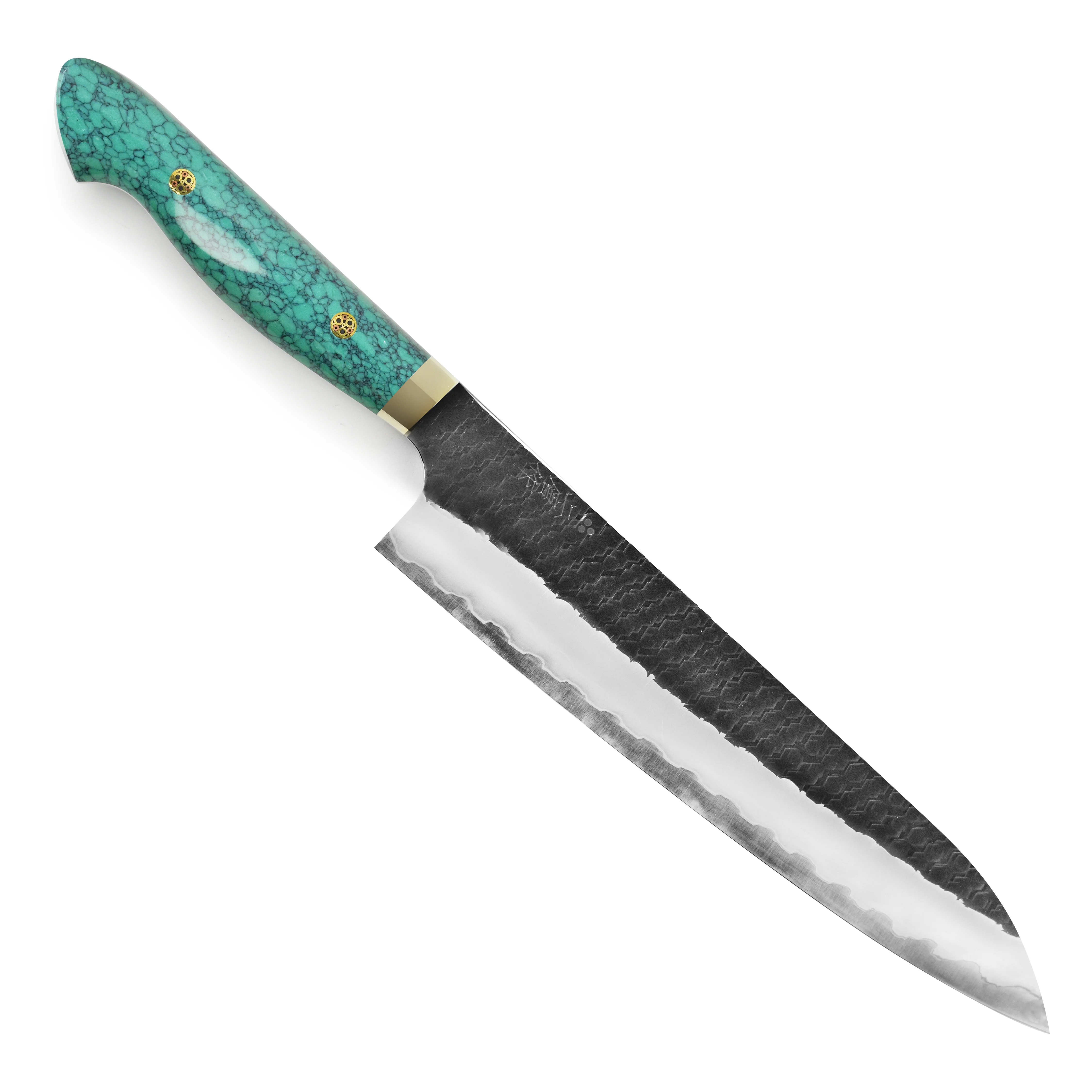Nigara SG2 Kurouchi Tsuchime 9.4" Gyuto, Green Turquoise - Image 5
