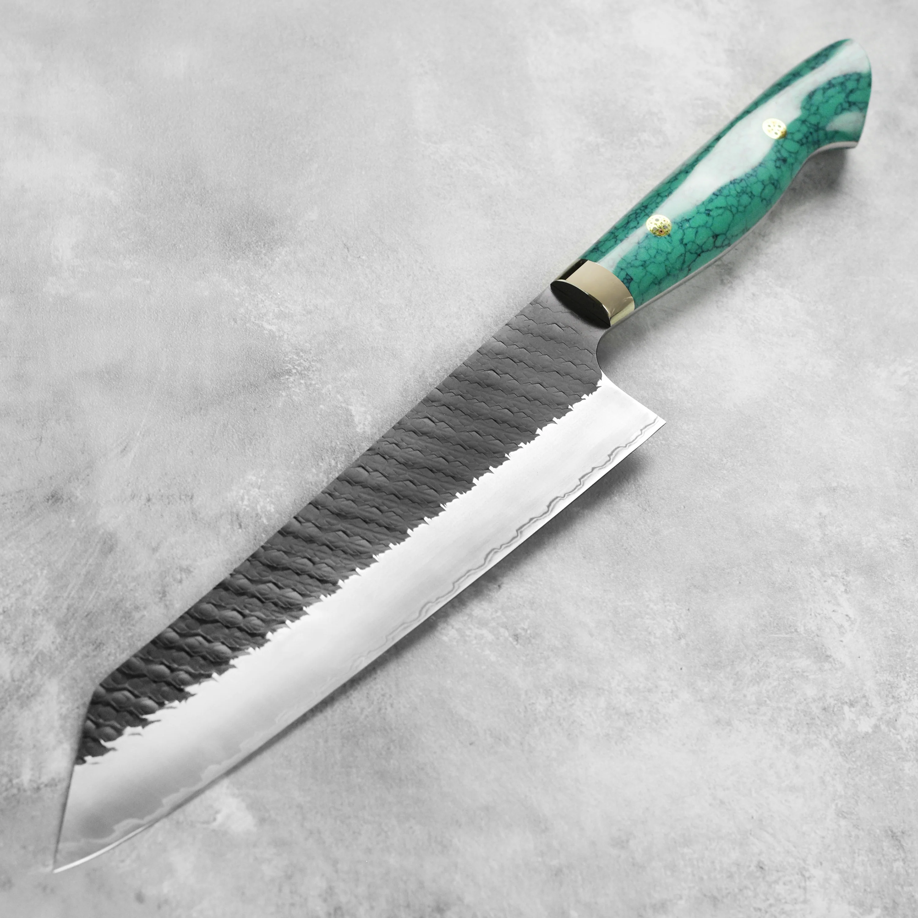 Nigara SG2 Kurouchi Tsuchime 9.4" Kiritsuke, Green Turquoise - Image 3