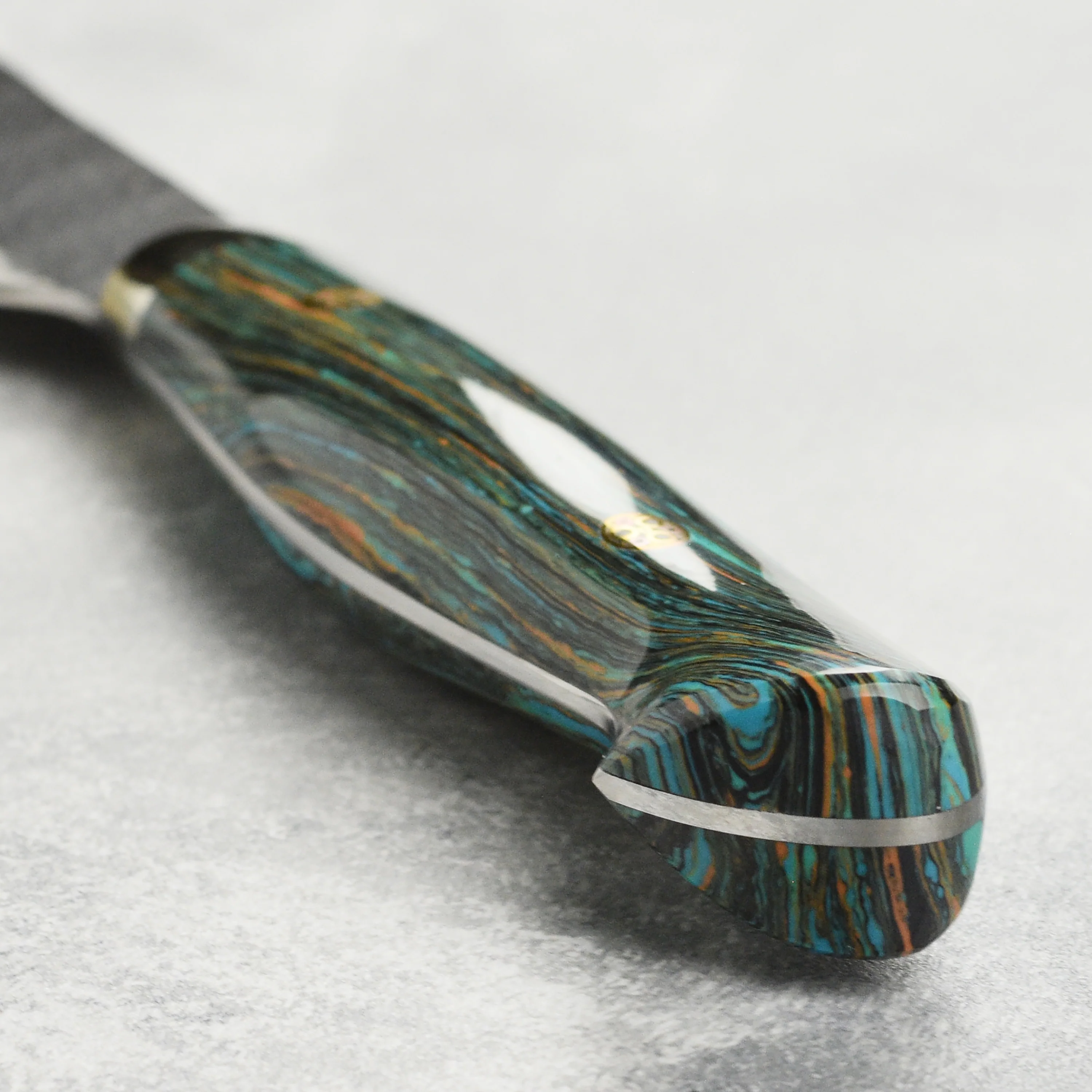 Nigara SG2 Kurouchi Tsuchime 10" Kiritsuke Sujihiki, Striped Turquoise - Image 2