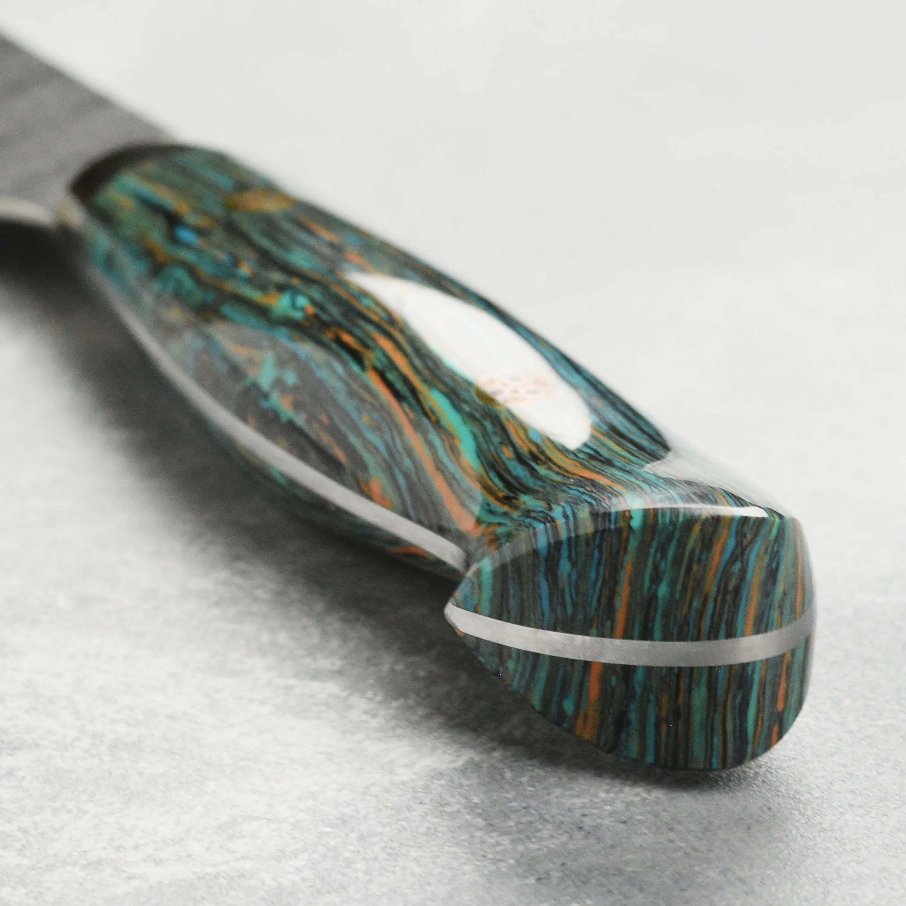 Nigara SG2 Kurouchi Tsuchime 11.8" Sakimaru Sujihiki, Striped Turquoise - Image 2
