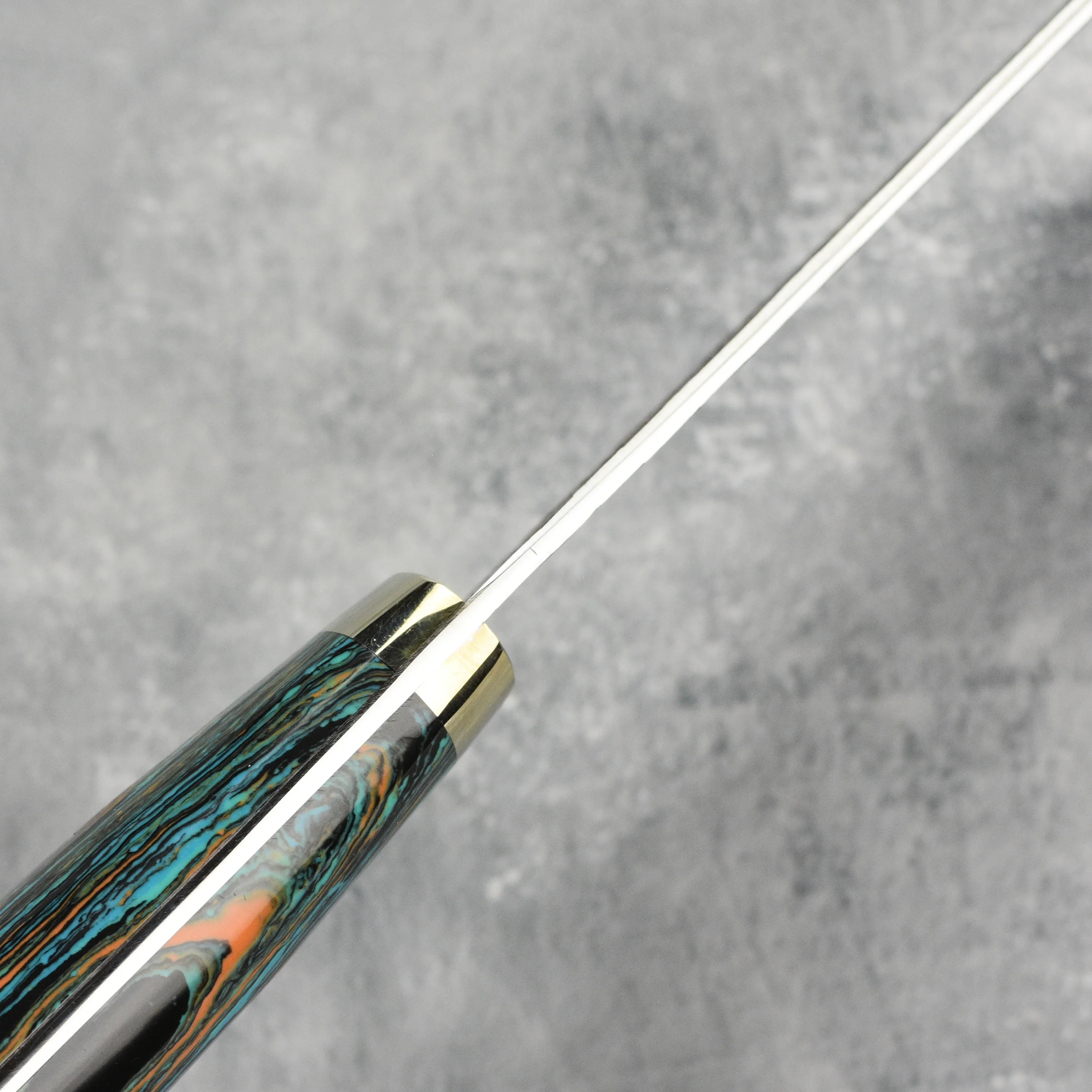 Nigara SG2 Kurouchi Tsuchime 11.8" Sakimaru Sujihiki, Striped Turquoise - Image 4